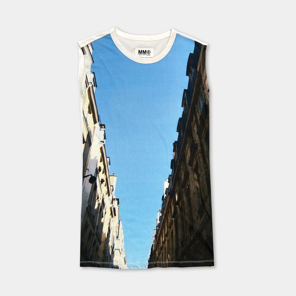 Margiela MM6 Long Sleeveless Paris White T-Shirt