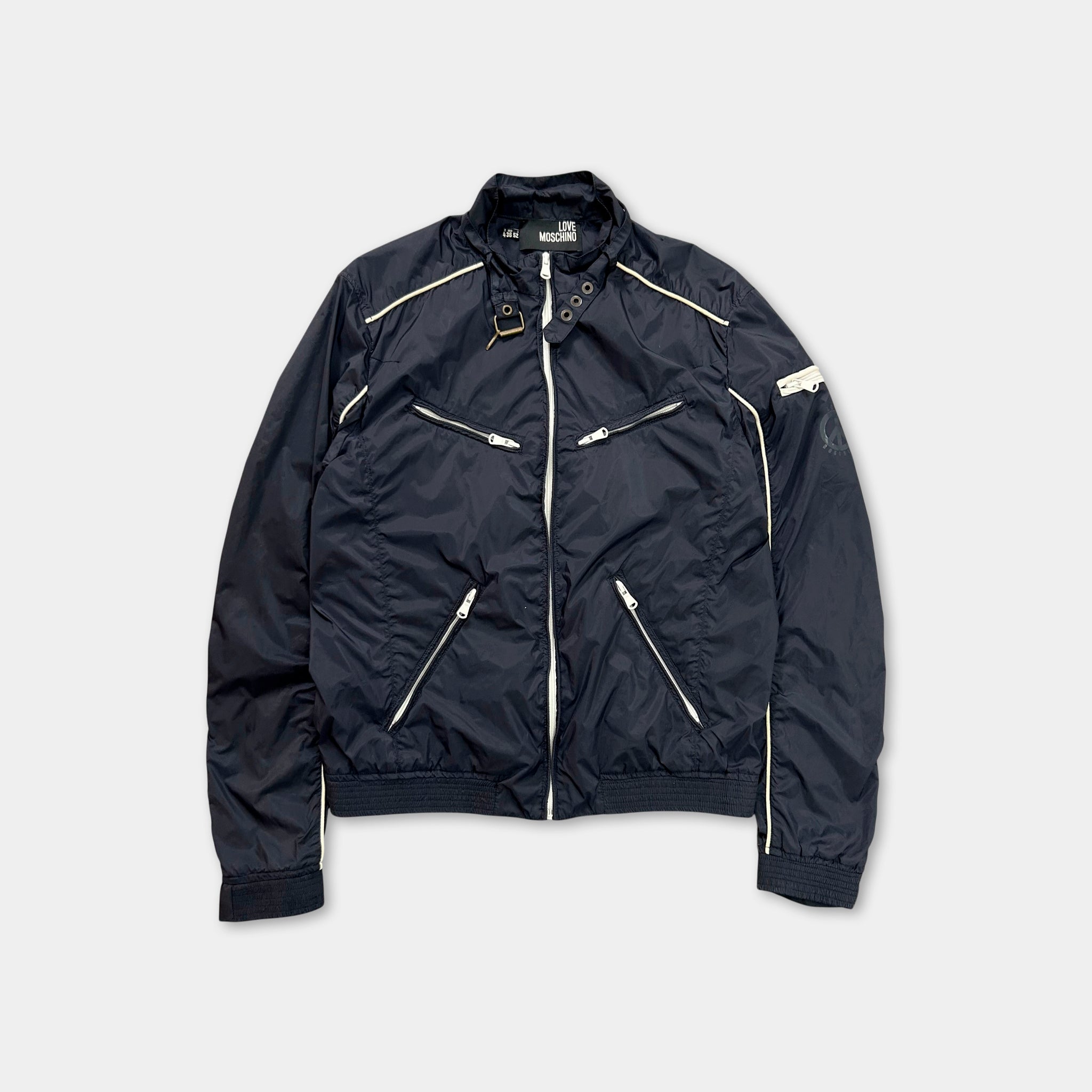 Love Moschino Utility Navy Nylon Moto Jacket