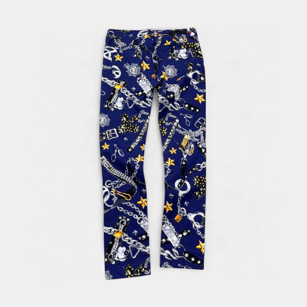 Love Moschino Chain & Handcuff Print Blue Slim Jeans