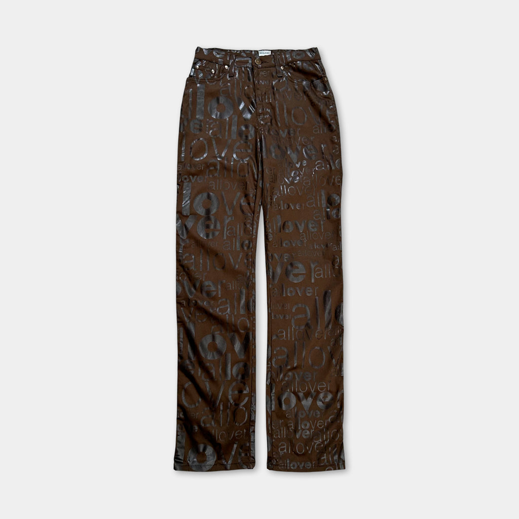 Moschino Brown Letters Print Pants