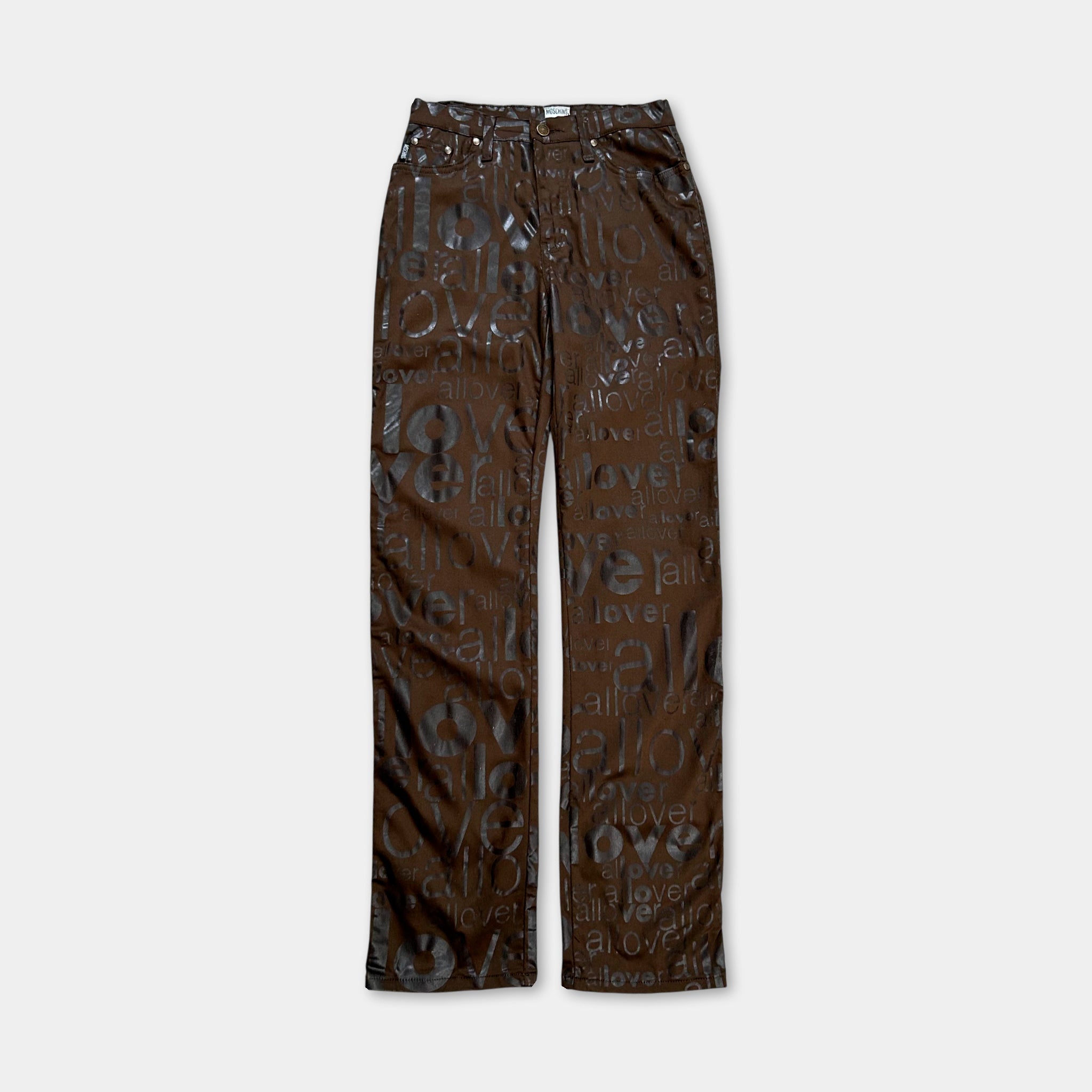 Moschino Brown Letters Print Pants