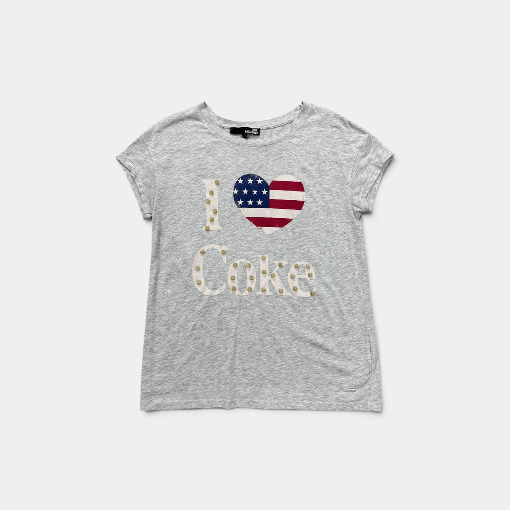 Love Moschino 2000s Grey 'I <3 Coke' Graphic T-Shirt