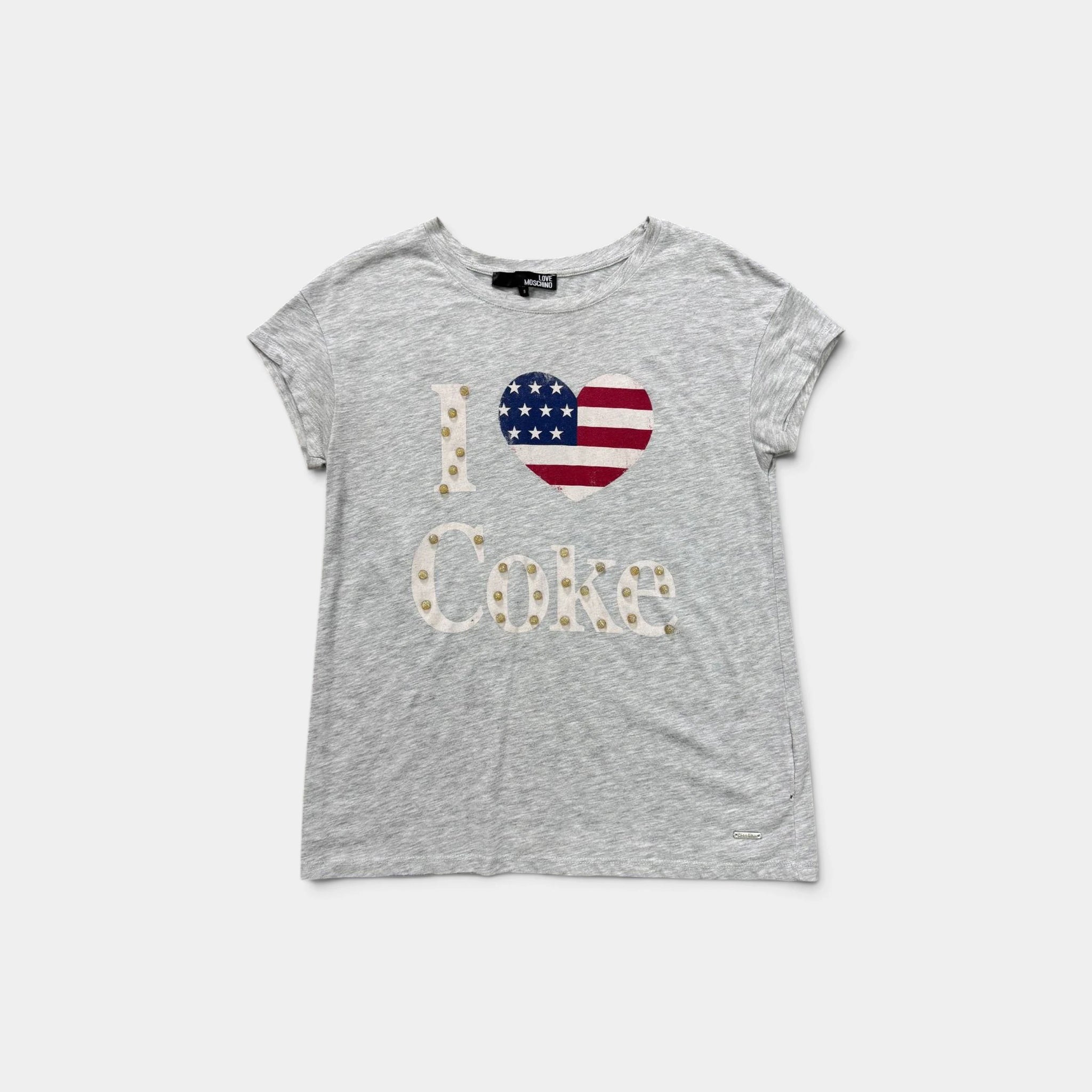 Love Moschino 2000s Grey 'I <3 Coke' Graphic T-Shirt