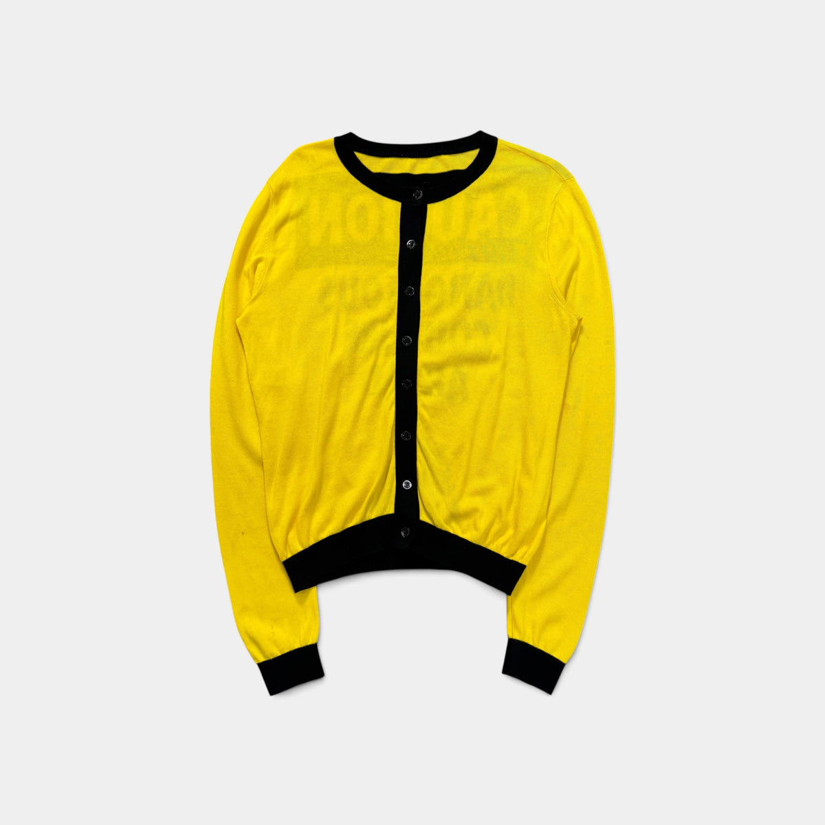 Moschino SS19 Runway 'Caution' Yellow Cardigan