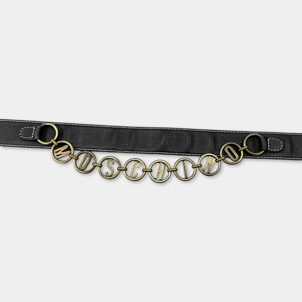 90's Moschino Logo Lettering Leather Belt