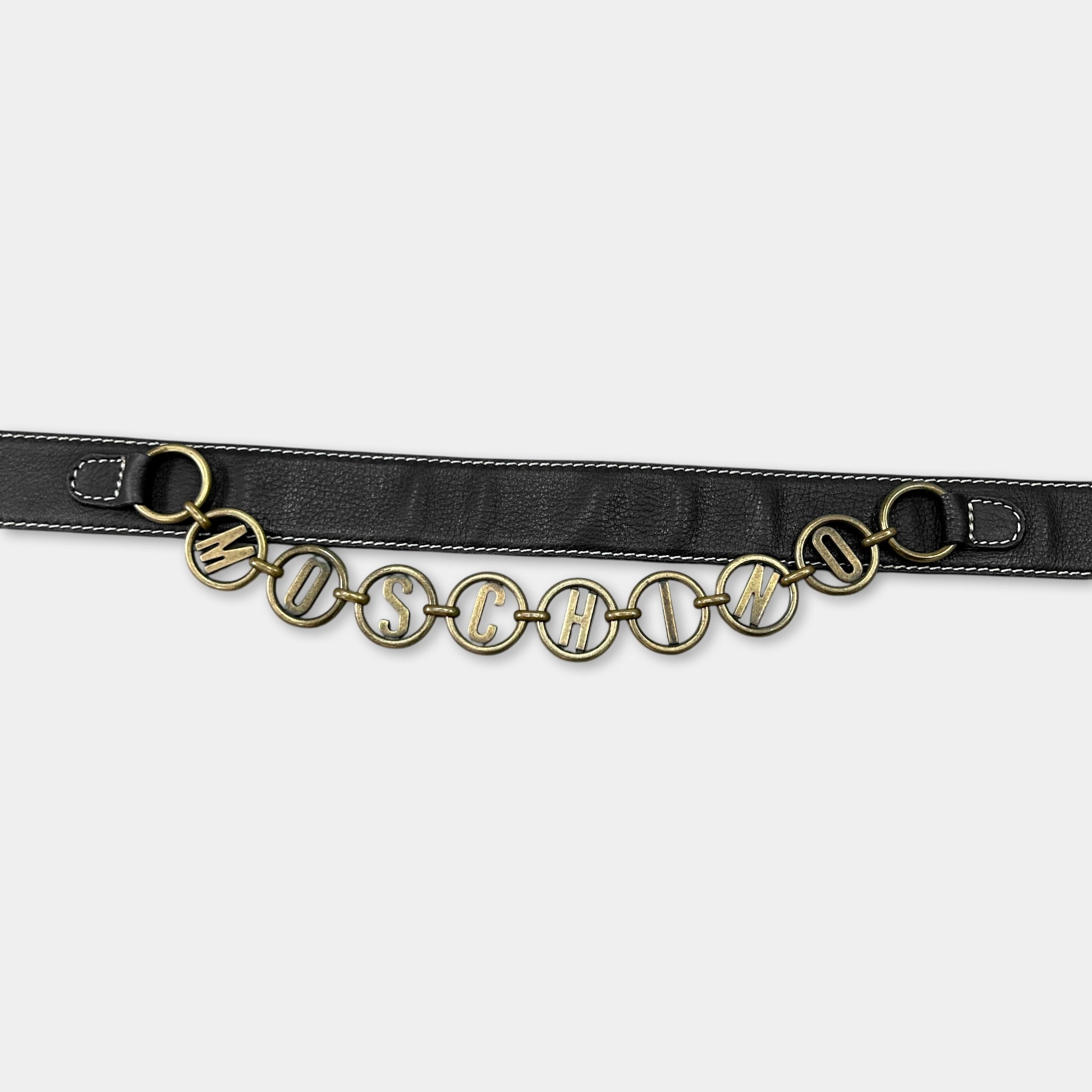 90's Moschino Logo Lettering Leather Belt