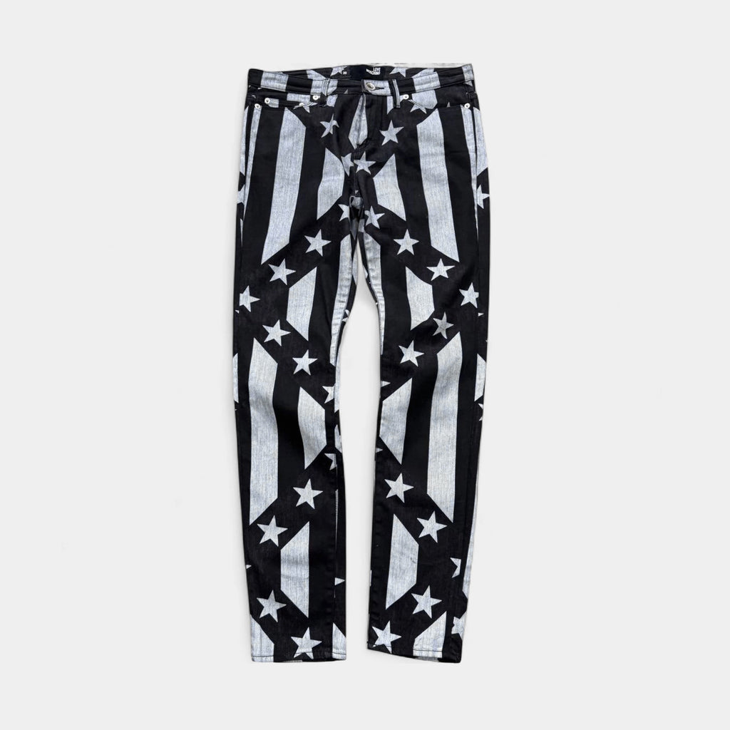 Love Moschino Denim Black and White Star Stripe Pants
