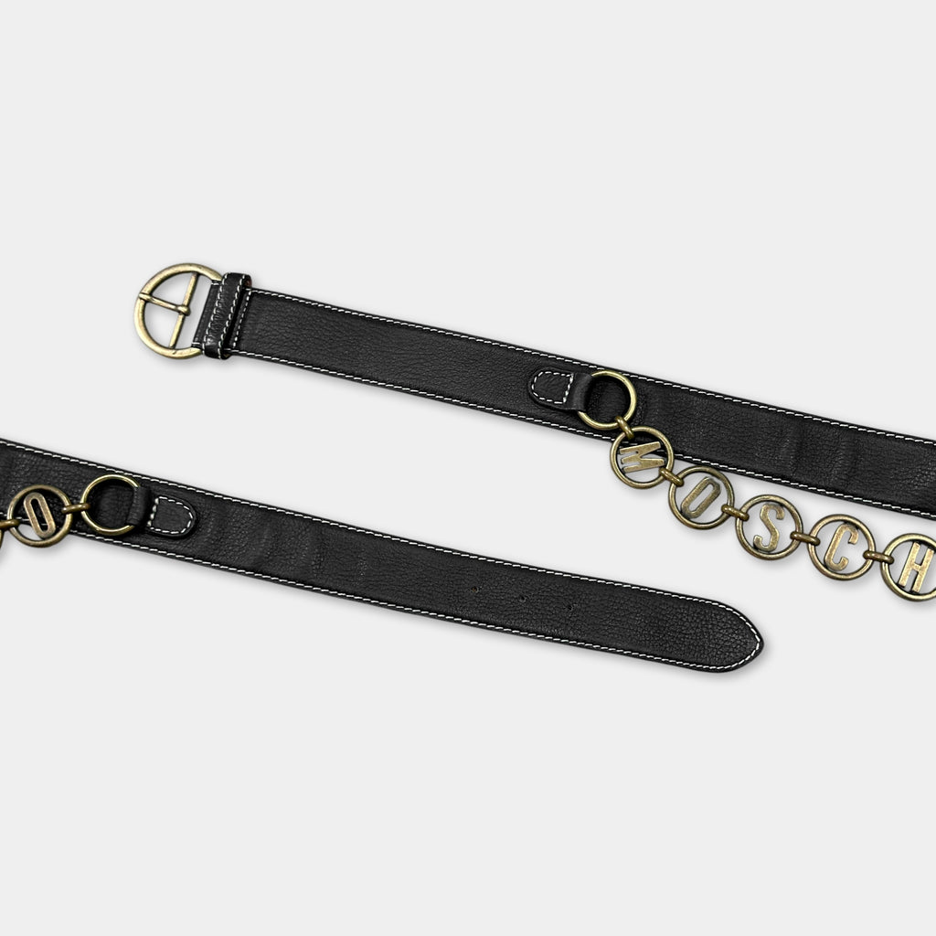 90's Moschino Logo Lettering Leather Belt