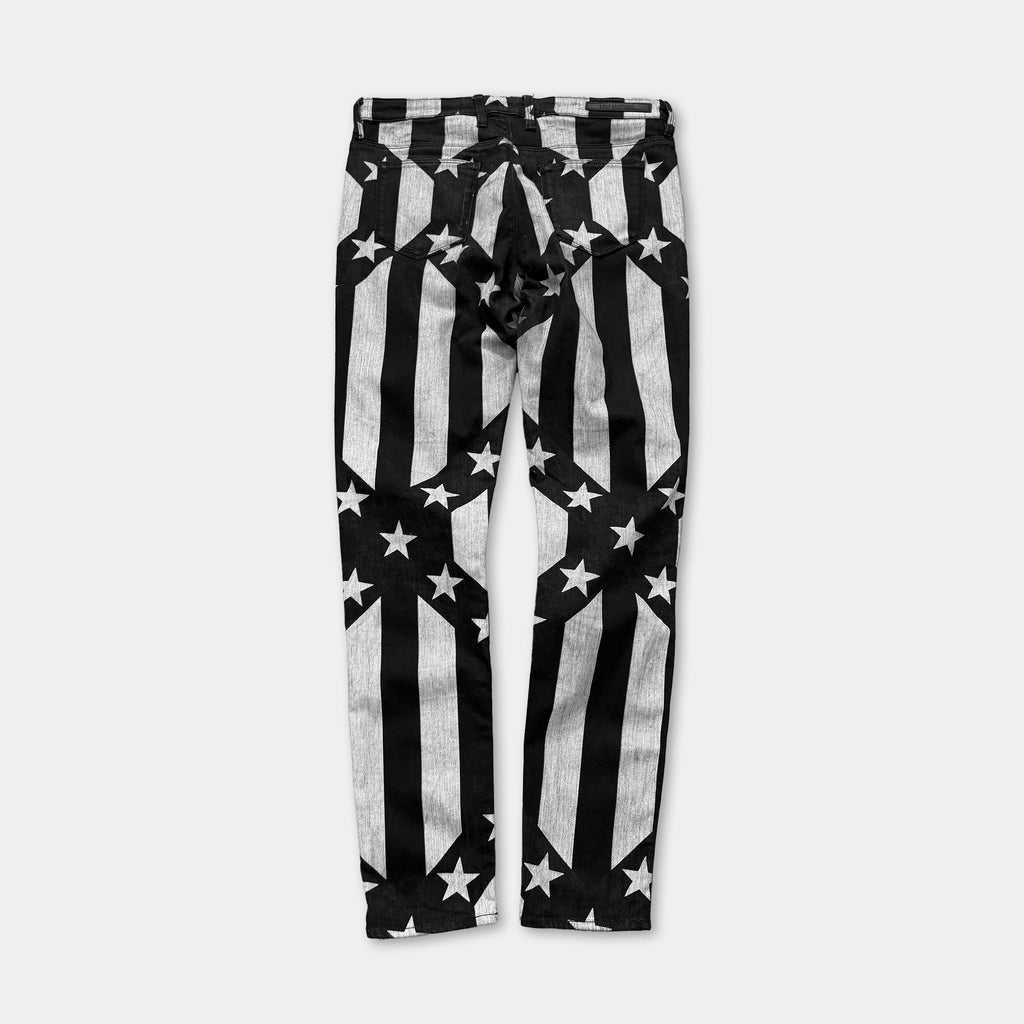 Love Moschino Denim Black and White Star Stripe Pants