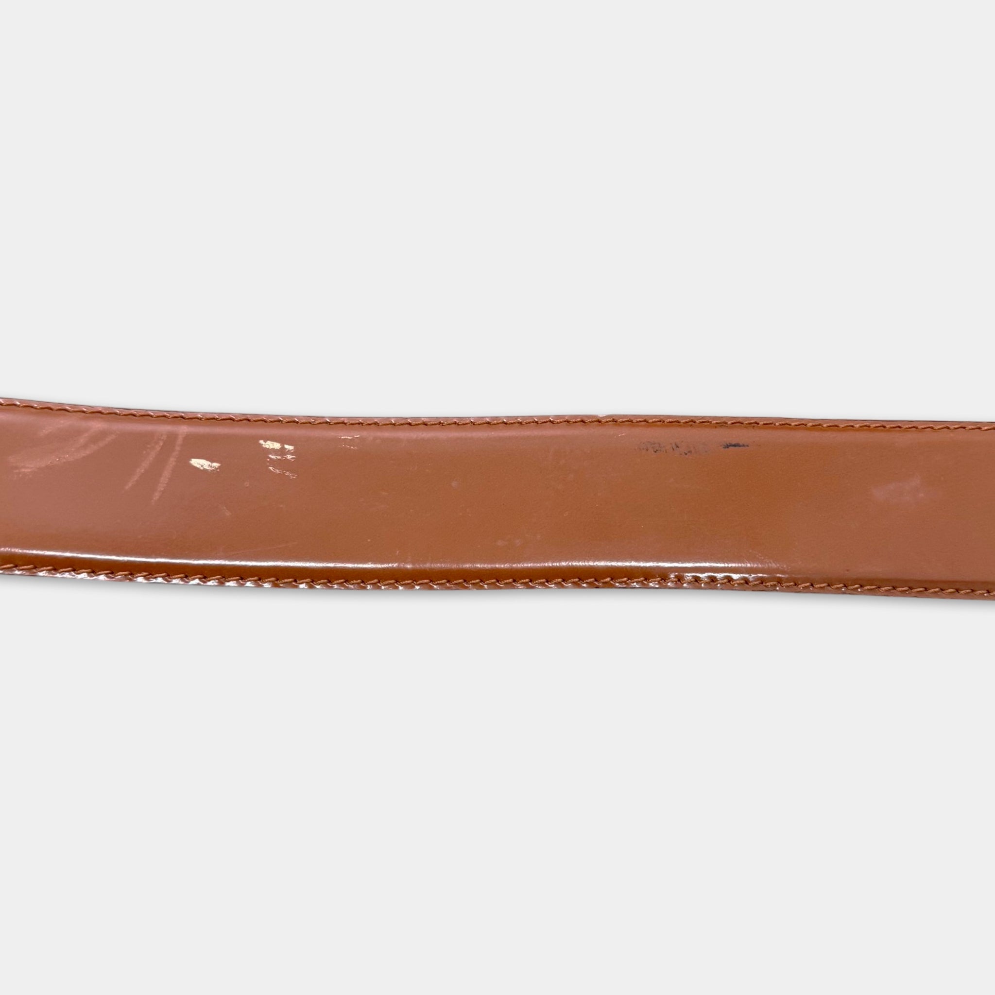 Moschino Vintage Cognac Leather Ornate Gold Heart Rosette Belt