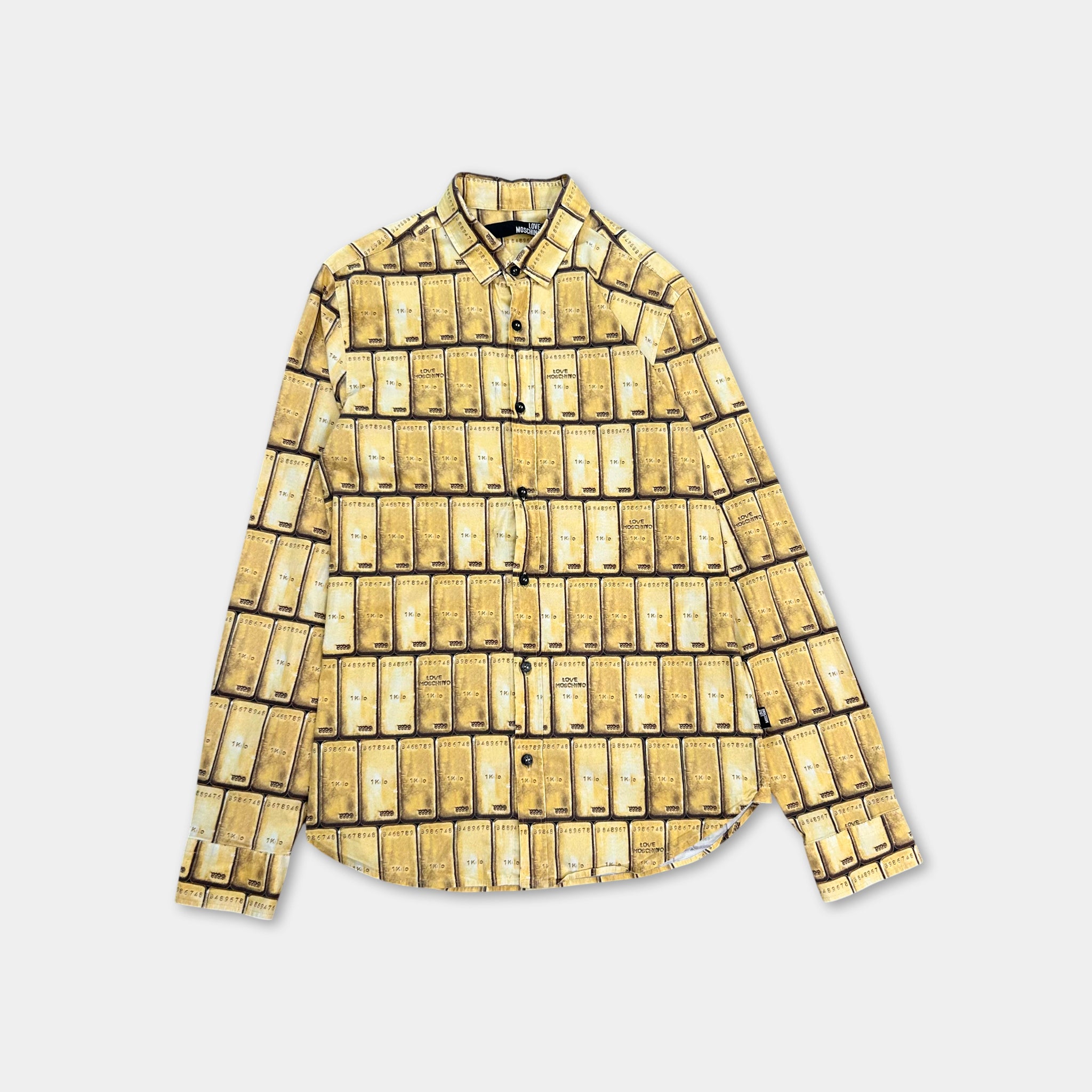 Love Moschino Gold Ingot Print Button Shirt