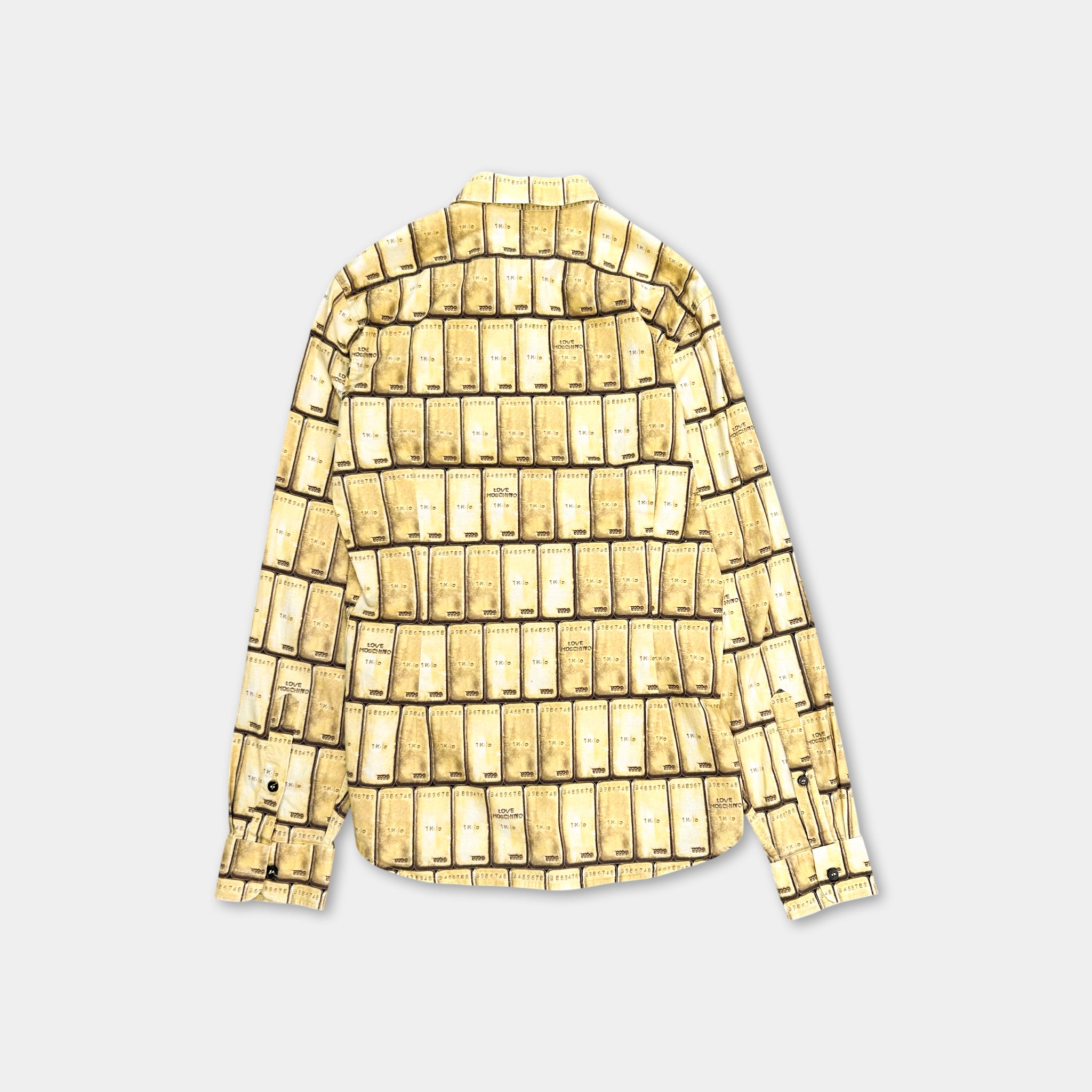 Love Moschino Gold Ingot Print Button Shirt