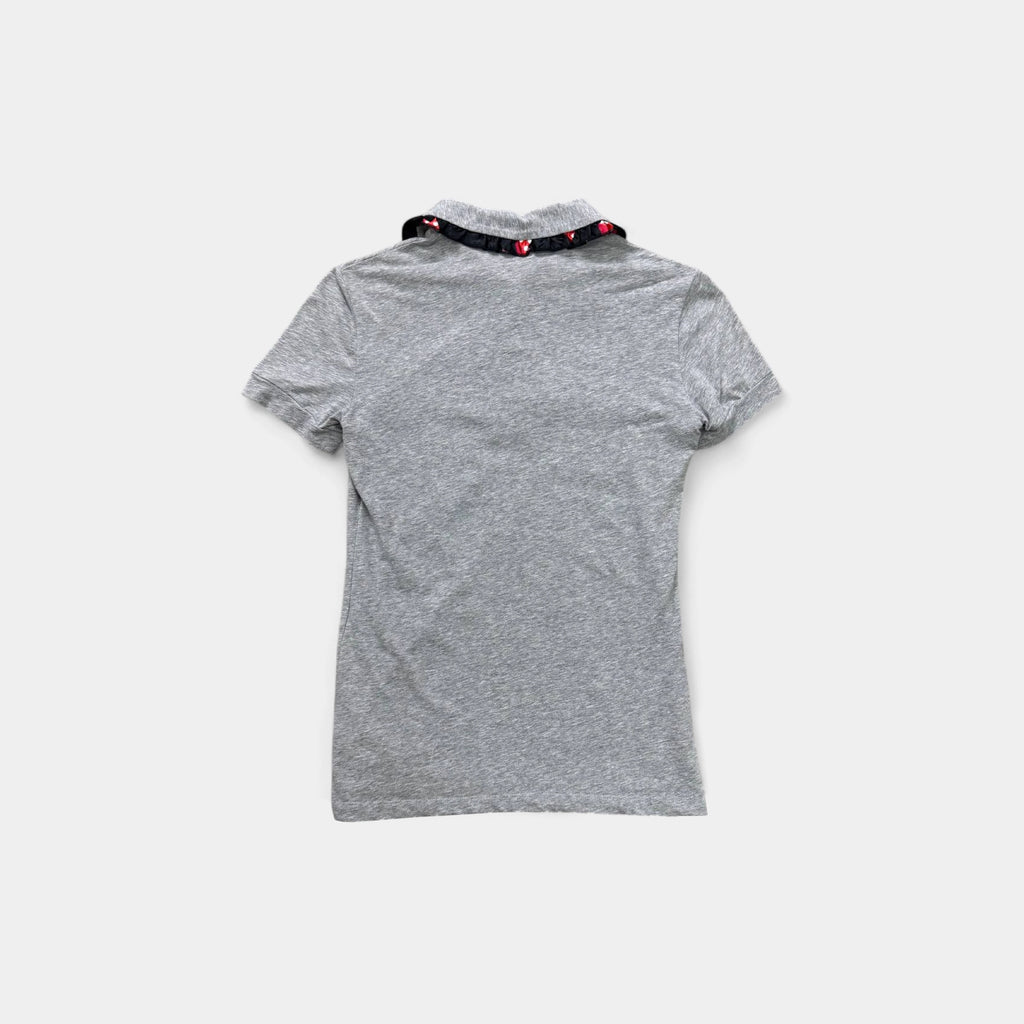 Love Moschino Grey Cotton Polo Shirt with Ruffled Flamenco Trim