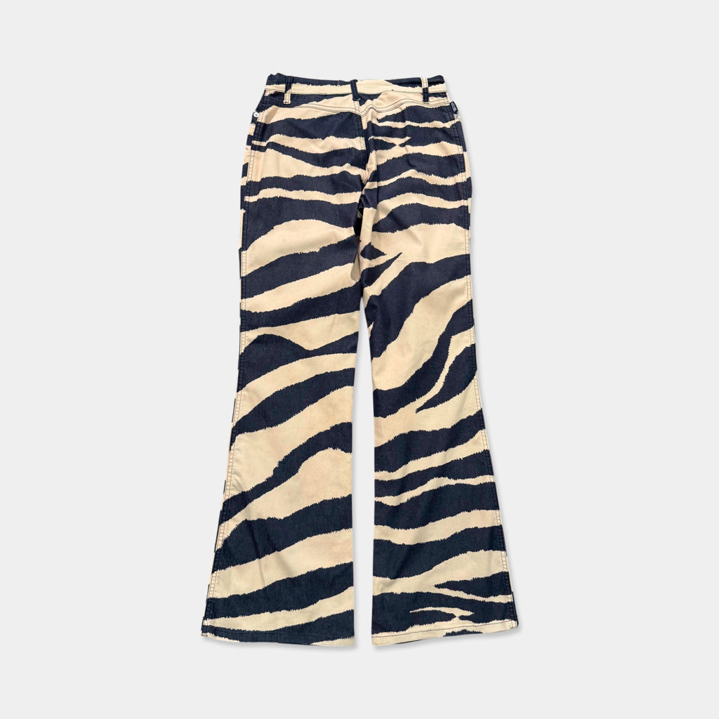 Moschino Vintage Beige Zebra Print Flared Jeans