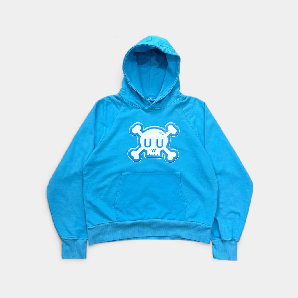 Otaku is Dead 72 Raglan "UwU" Skull Blue Hoodie