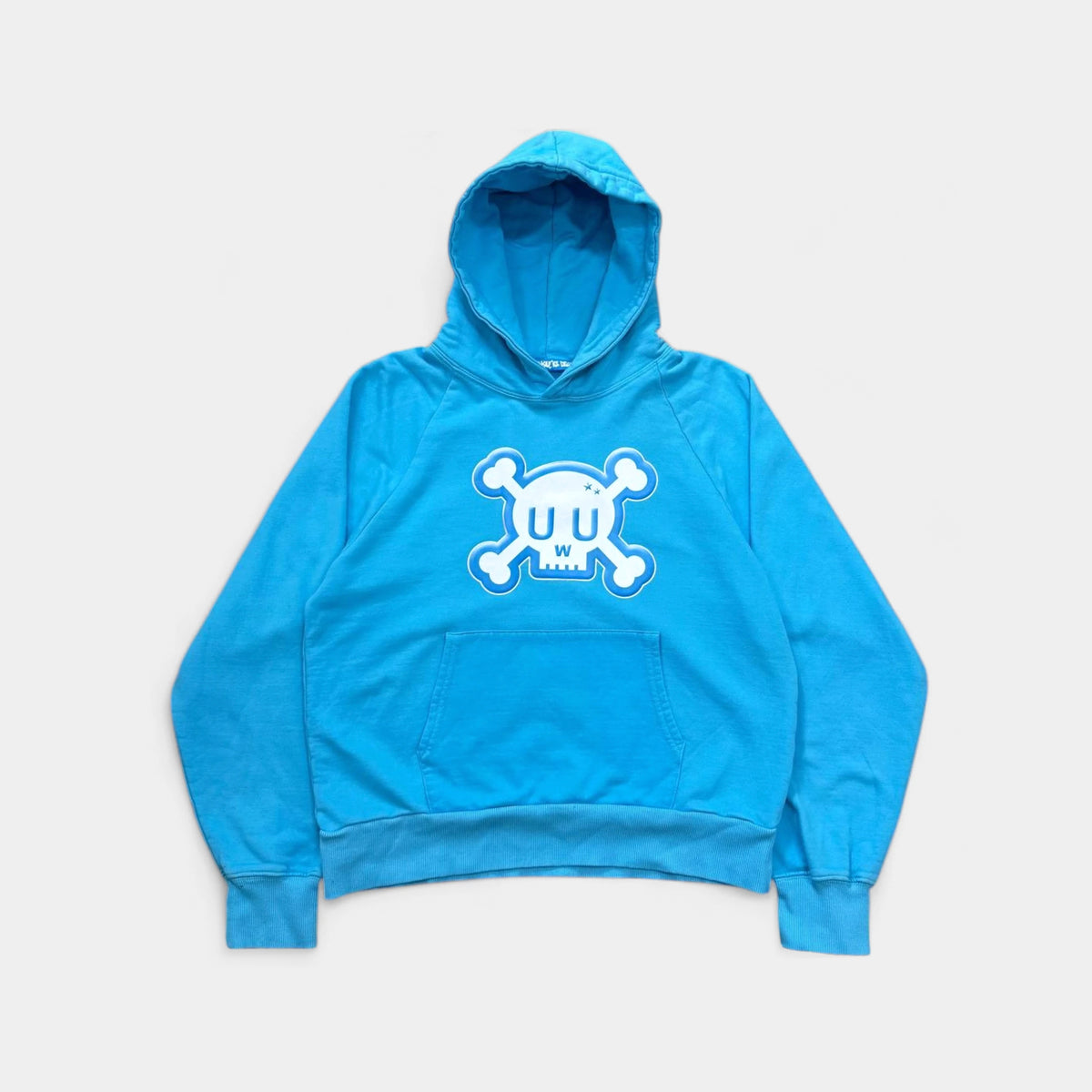 Otaku is Dead 72 Raglan "UwU" Skull Blue Hoodie