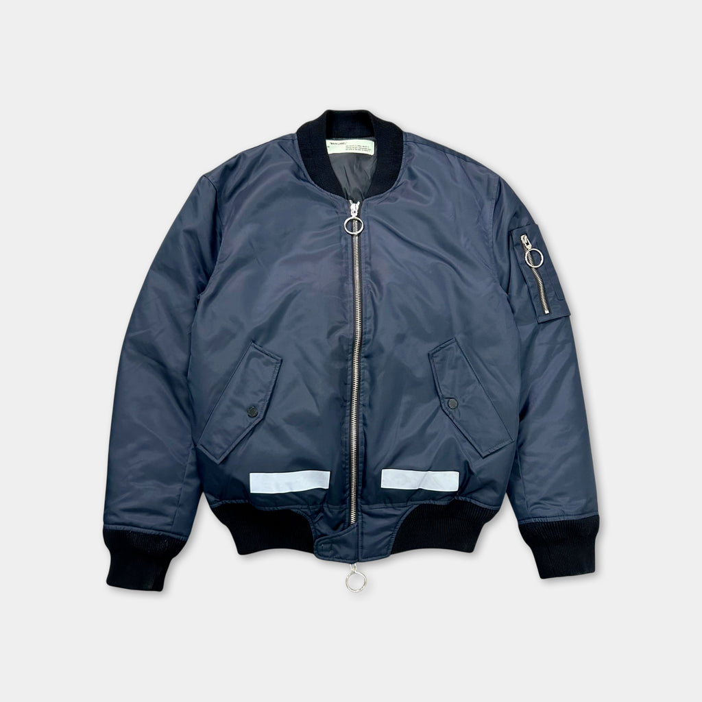 Off-White Reflective "Arrows" Navy Bomber Jacket