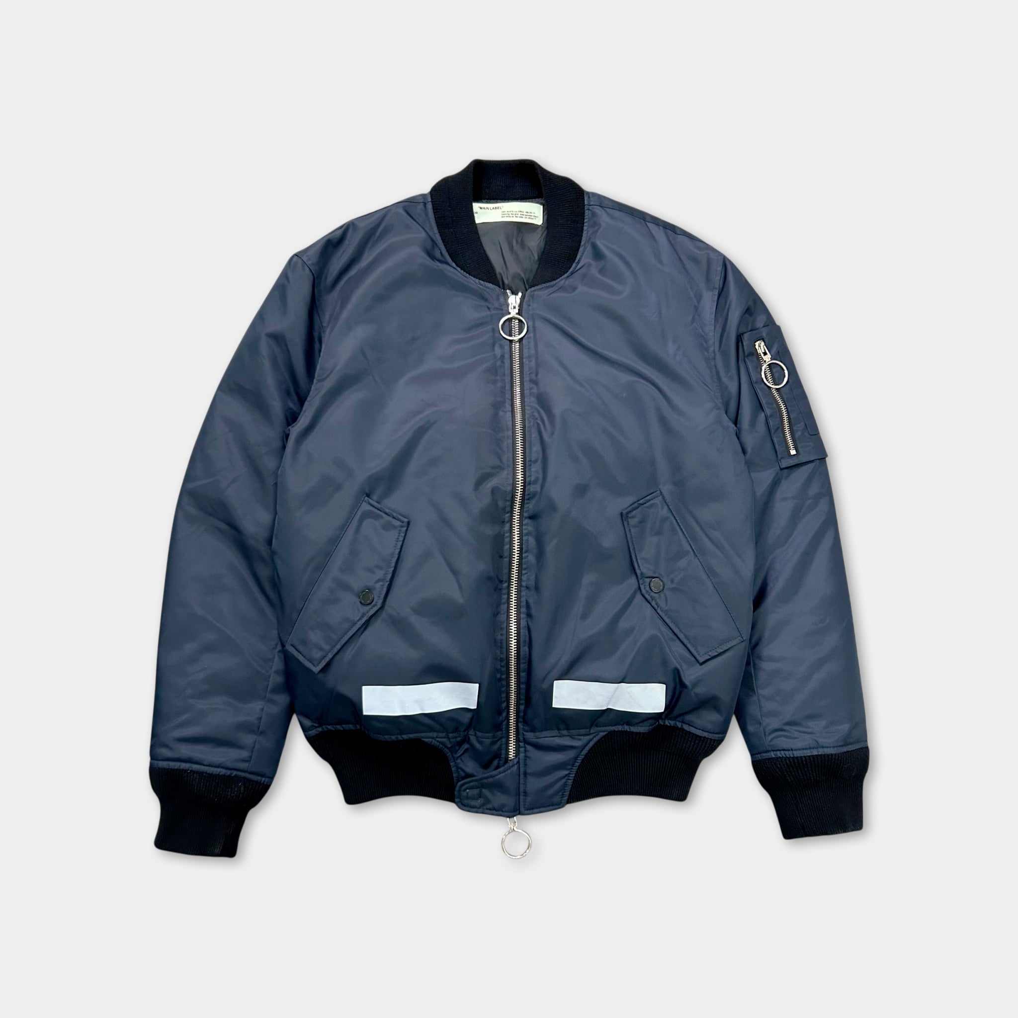 Off-White Reflective "Arrows" Navy Bomber Jacket