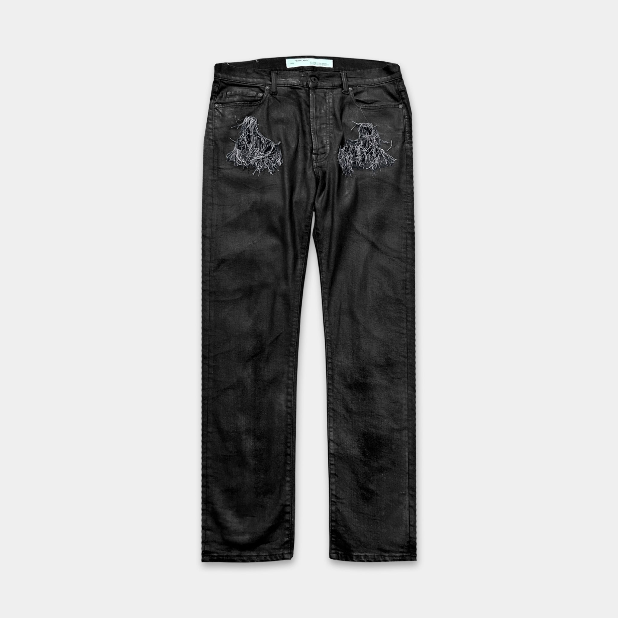 Off-White 2023 Waxed Black Denim Pants