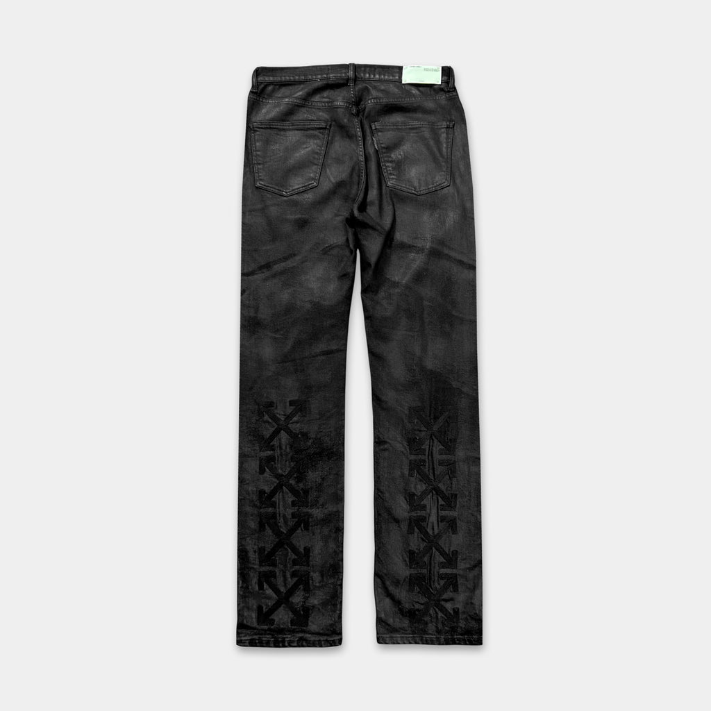 Off-White 2023 Waxed Black Denim Pants