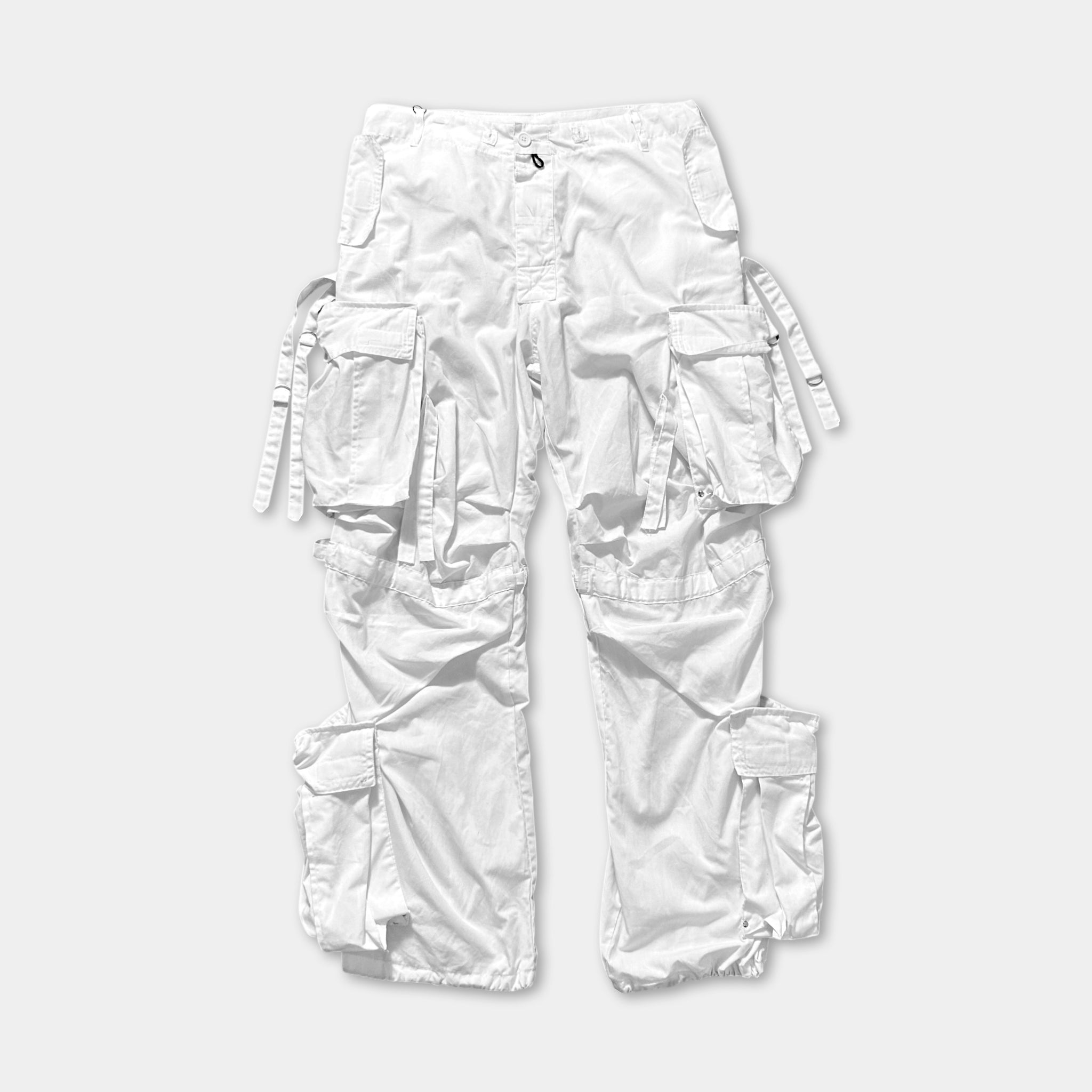 White Parachute Cargo Pants