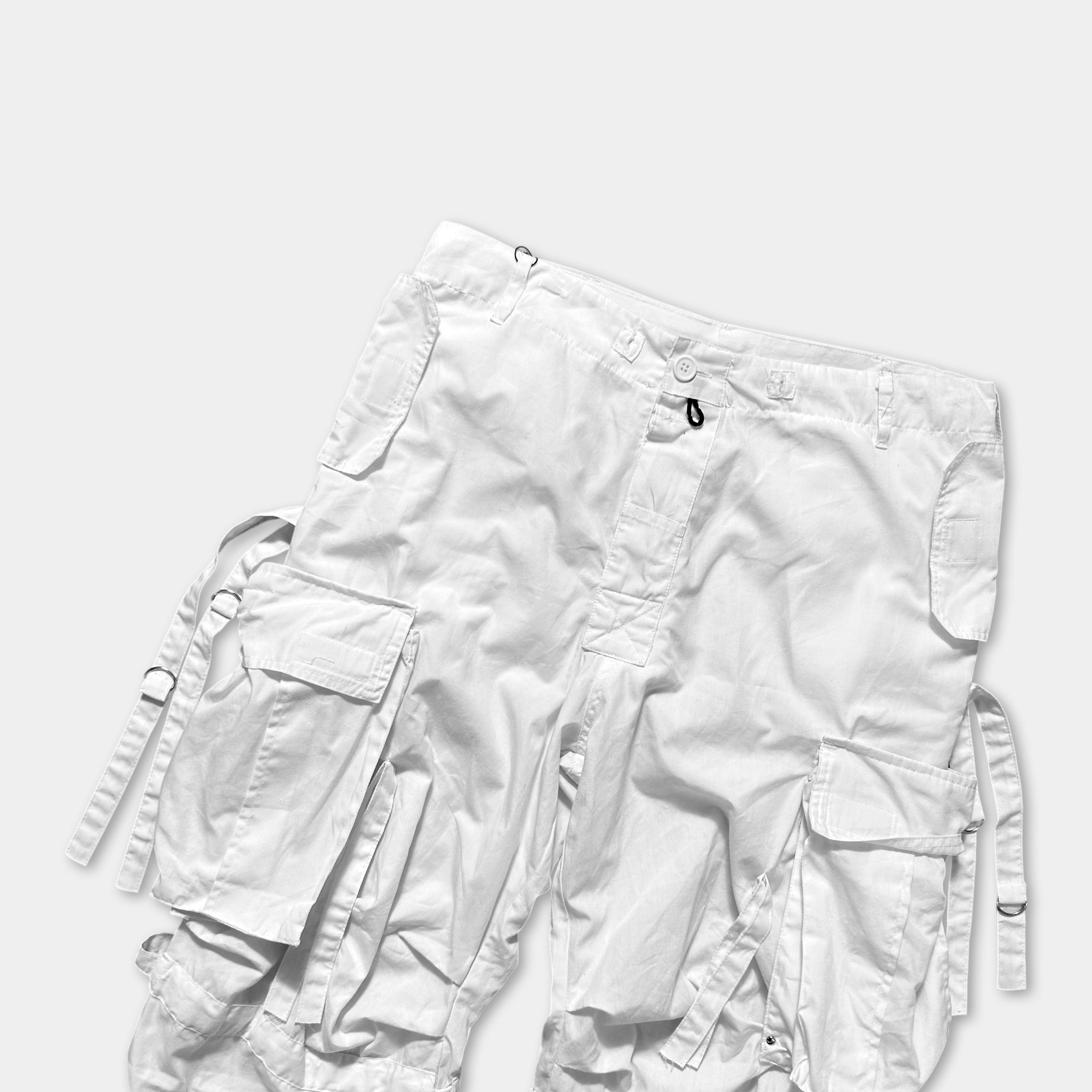 White Parachute Cargo Pants