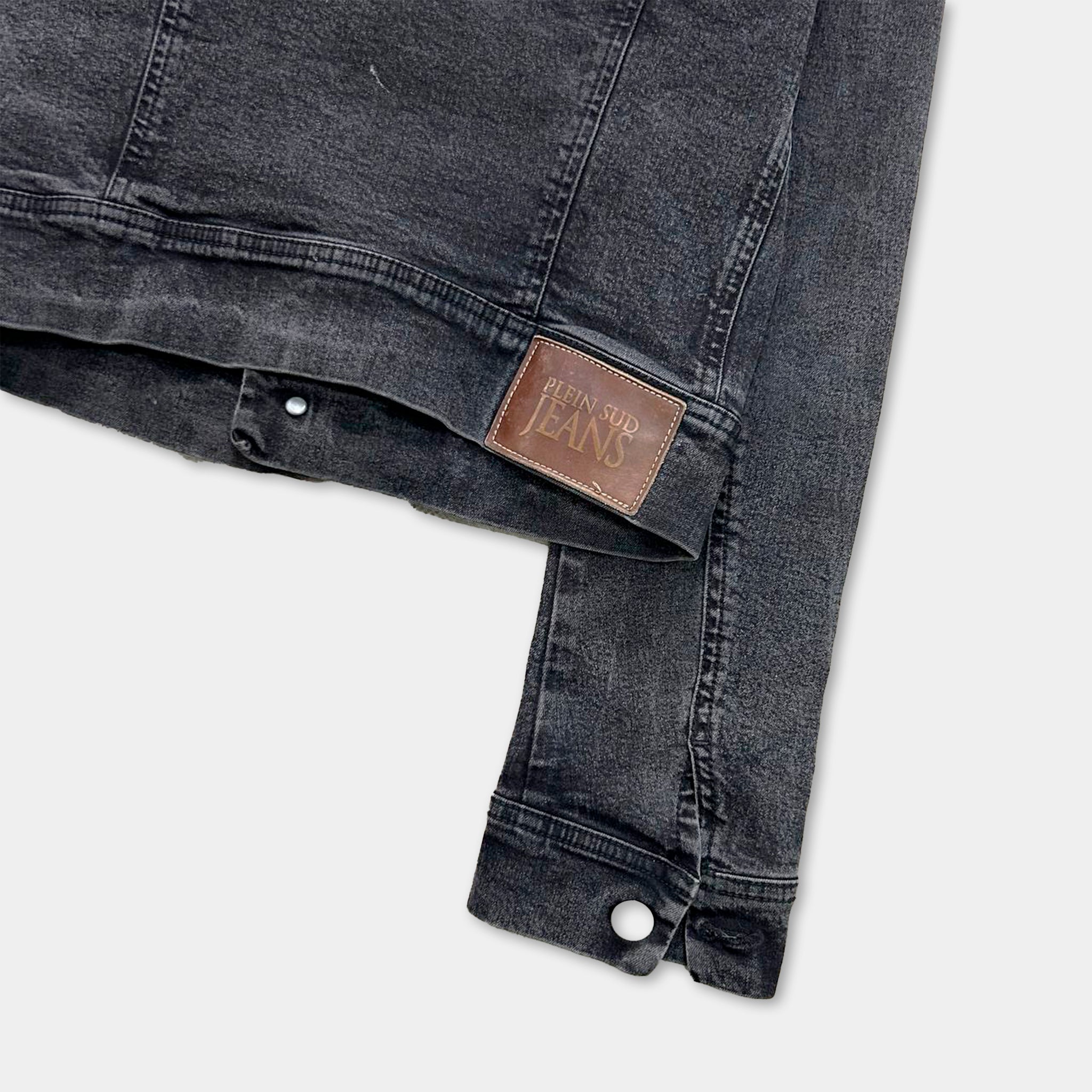 Plein Sud 2000s Grey Washed Denim Trucker Jacket