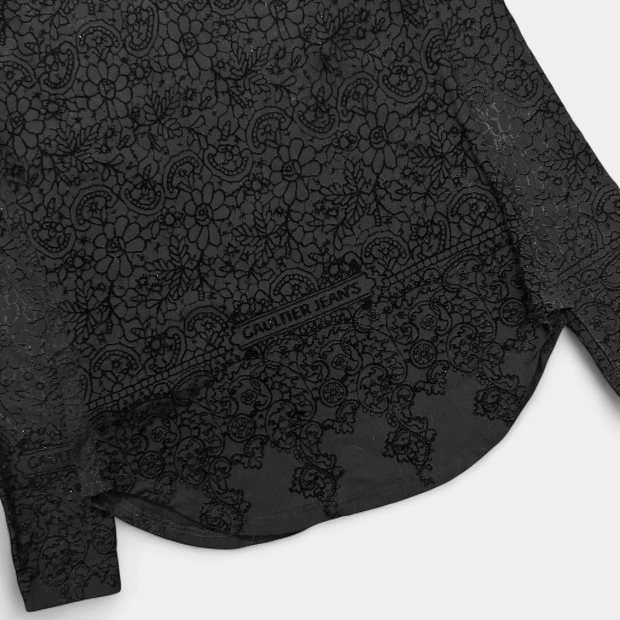 Jean Paul Gaultier Vintage 90s Velvet Floral Buttom Shirt
