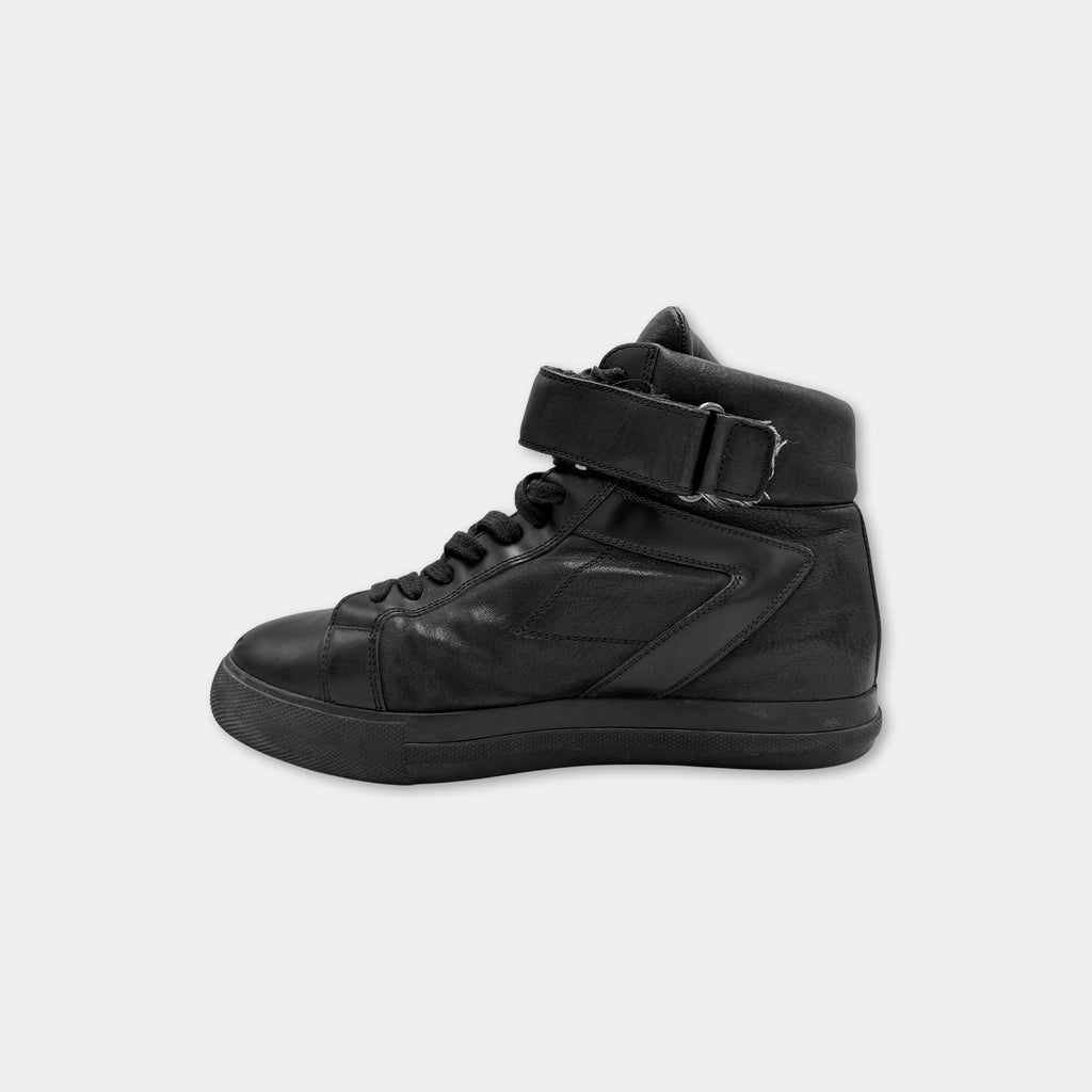 Prada Leather Black High Top Sneakers