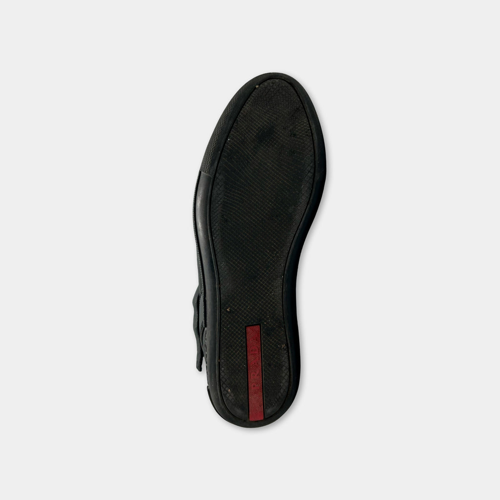 Prada Leather Black High Top Sneakers
