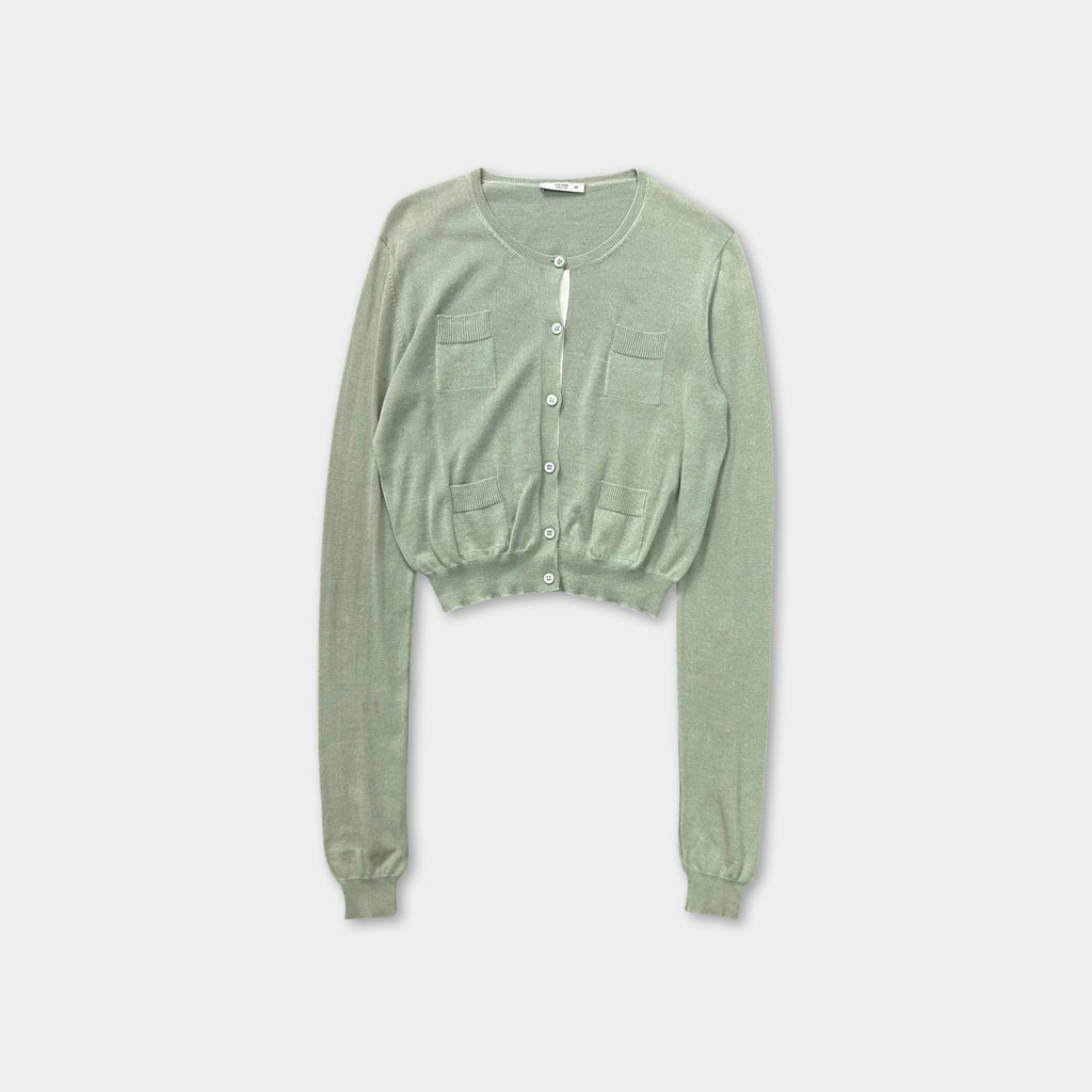 Prada Cropped Green Knit Cardigan