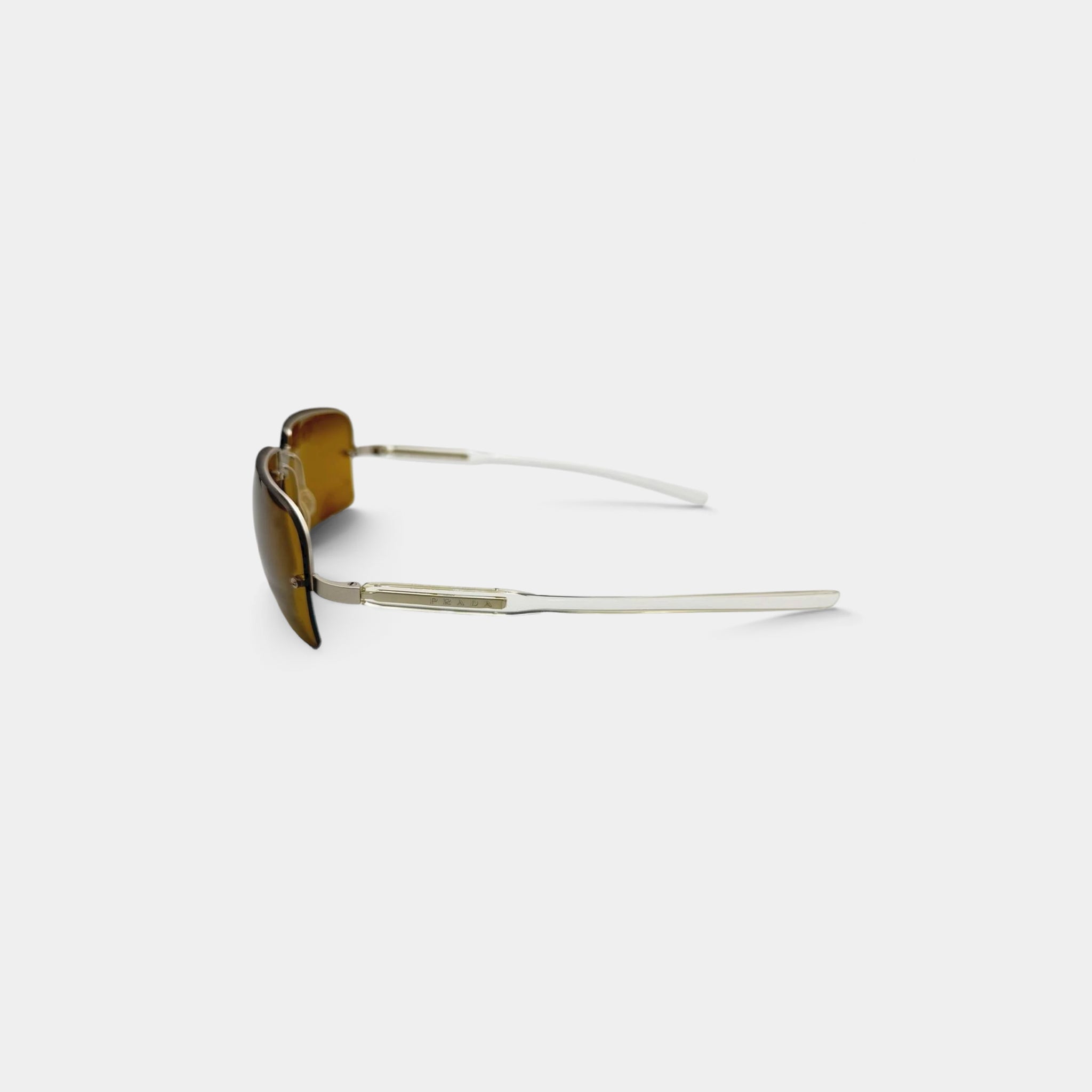 Prada 2000s Orange Lens Semi-Rimless Rectangular Sunglasses