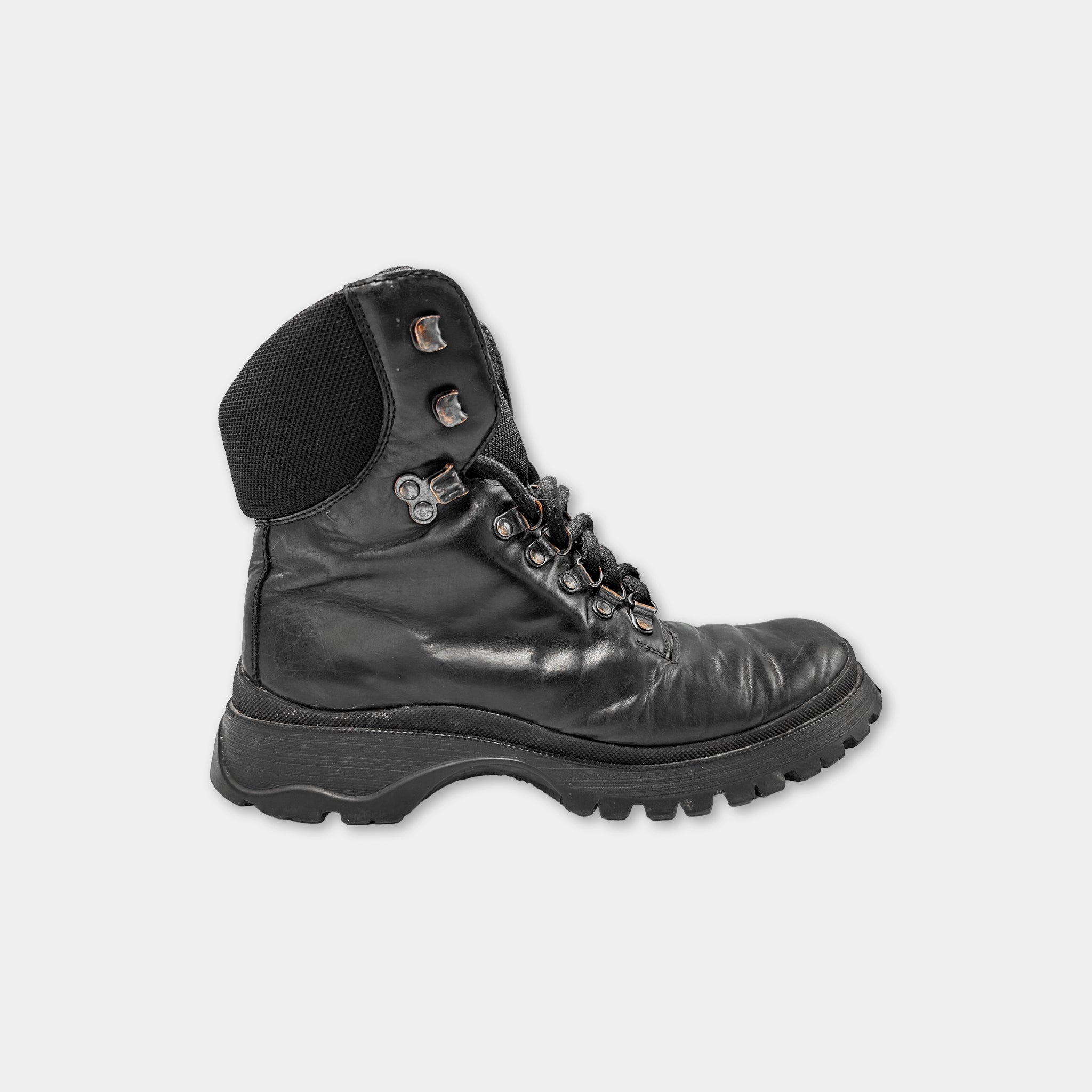 Prada 2000’s Black Leather Combat Boots