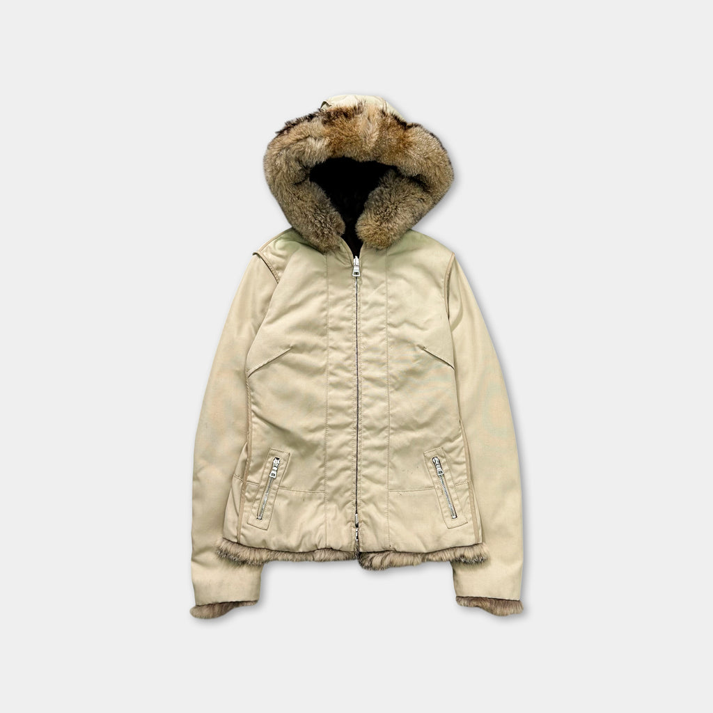 Prada 2000's Beige Fur Nylon Jacket