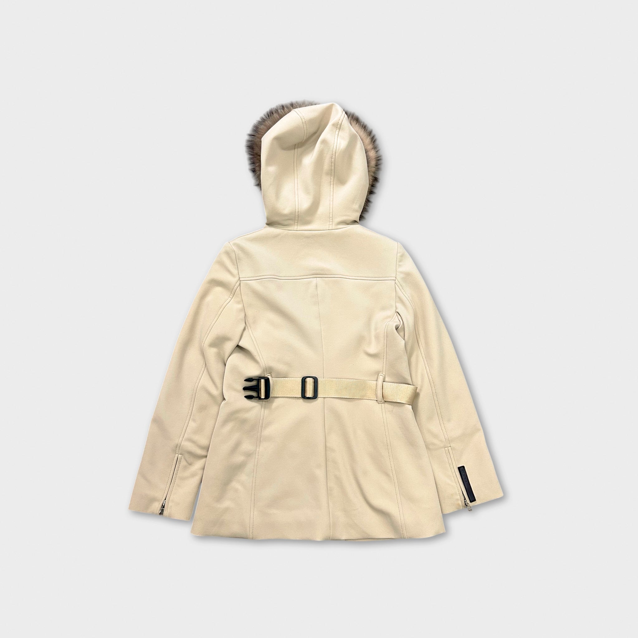 Prada Beige Fur Hooded Jacket