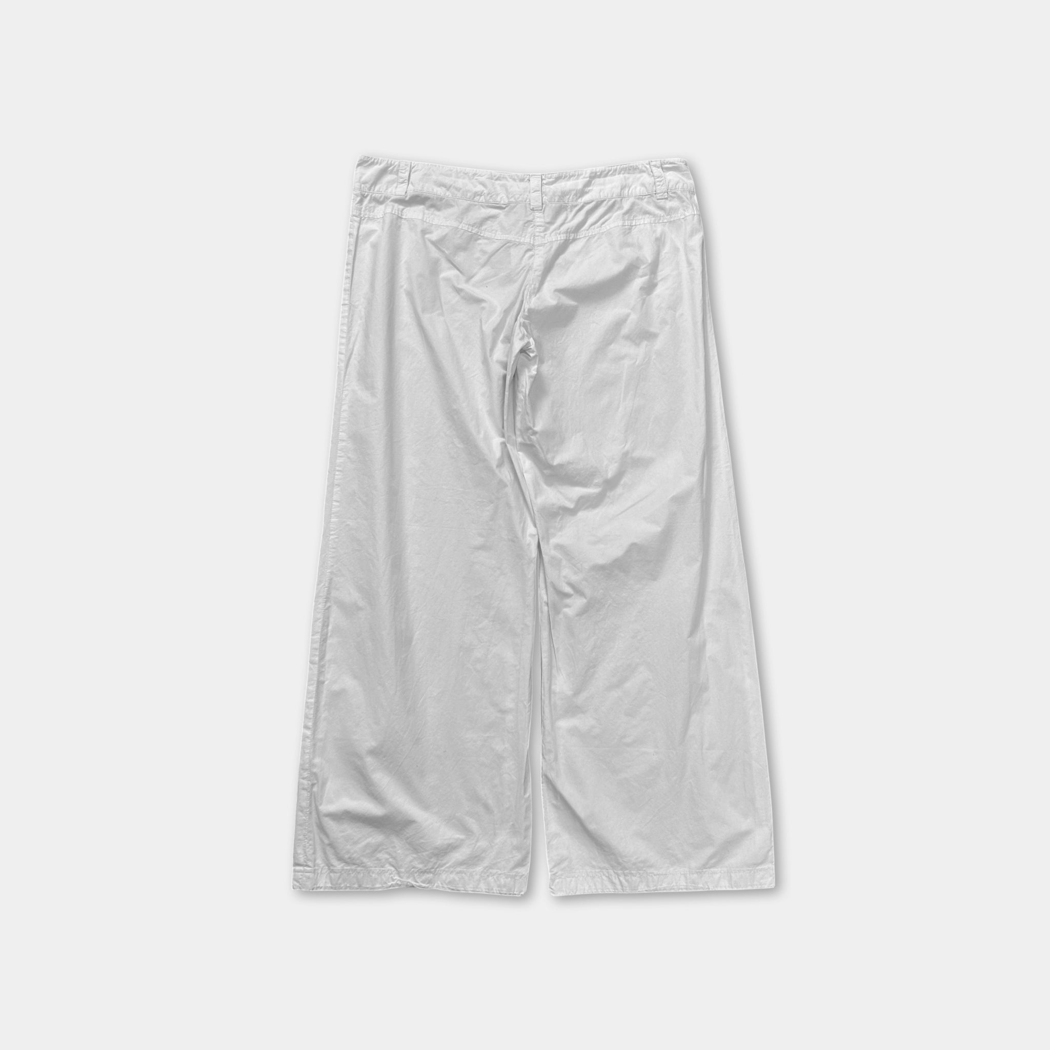 Prada 2000s Wide Leg White Cotton Pants