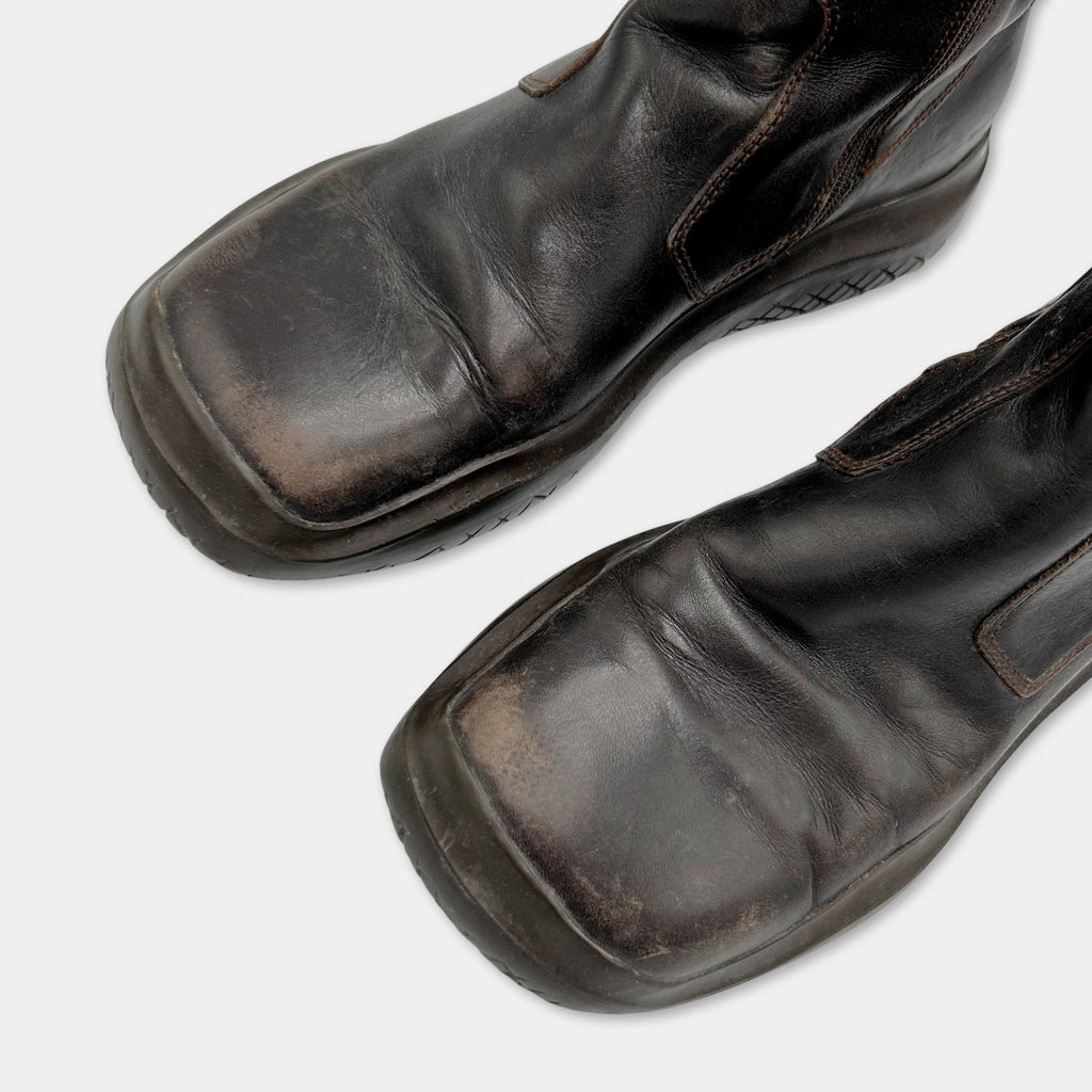 Prada Brown FW98 Brown Leather Vibram Ankle Boots