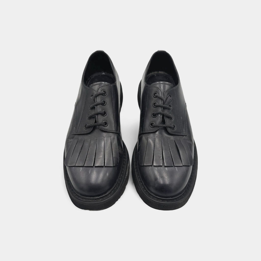 Prada Fringe Kiltie Leather Derby Shoes