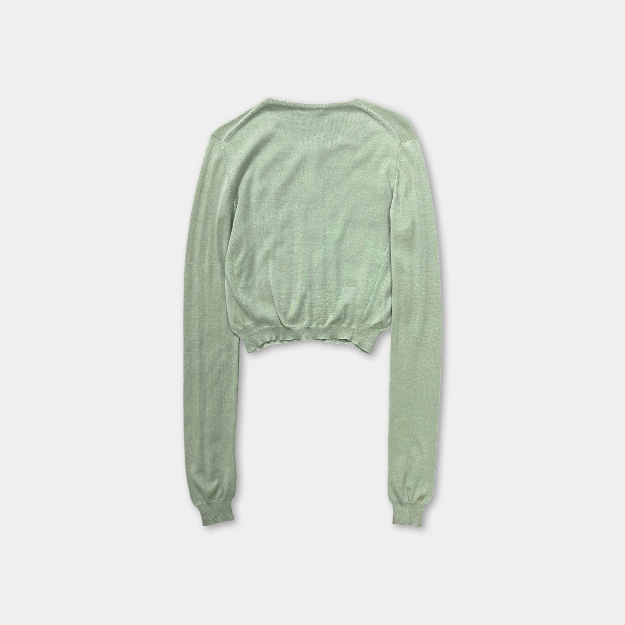 Prada Cropped Green Knit Cardigan
