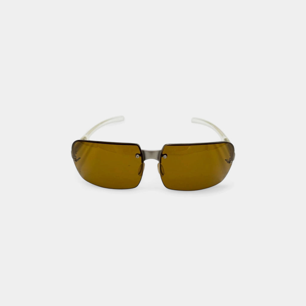 Prada 2000s Orange Lens Semi-Rimless Rectangular Sunglasses