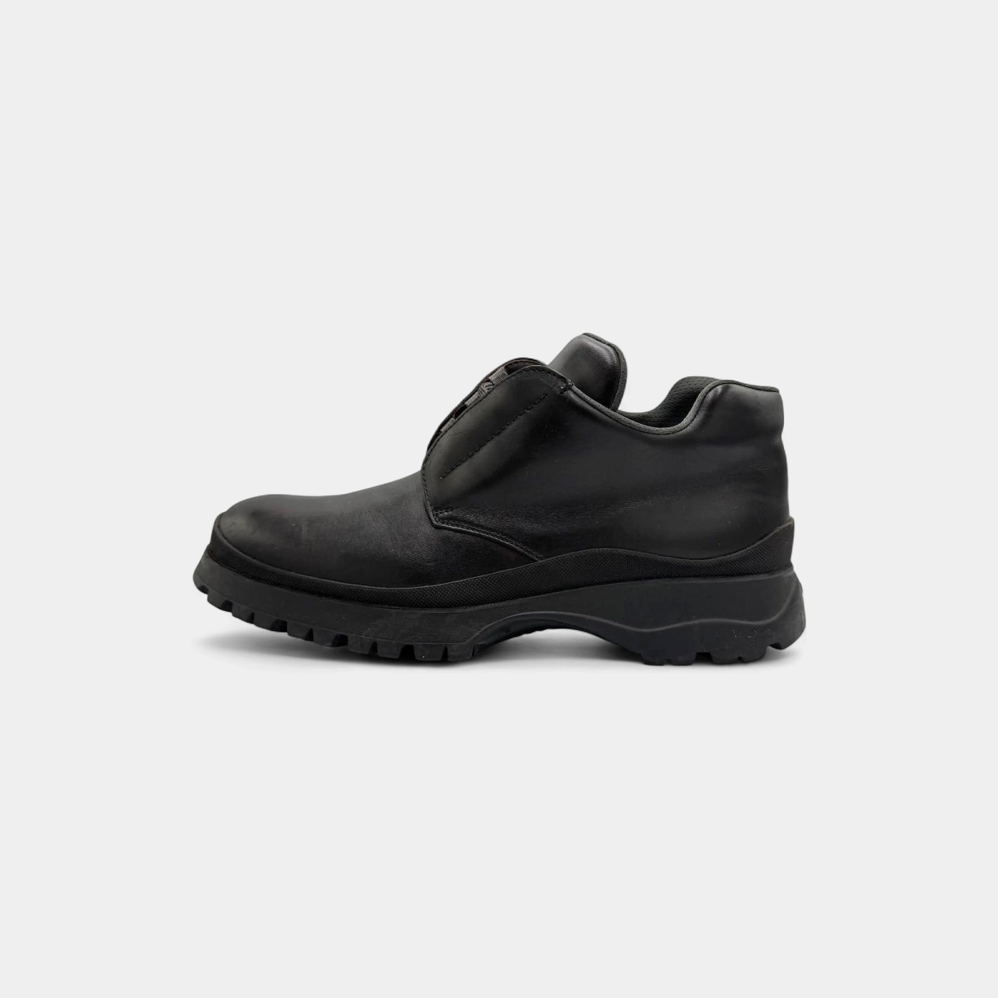 Prada 2000's Black Leather Chunky Mountain Utility Derby Shoes