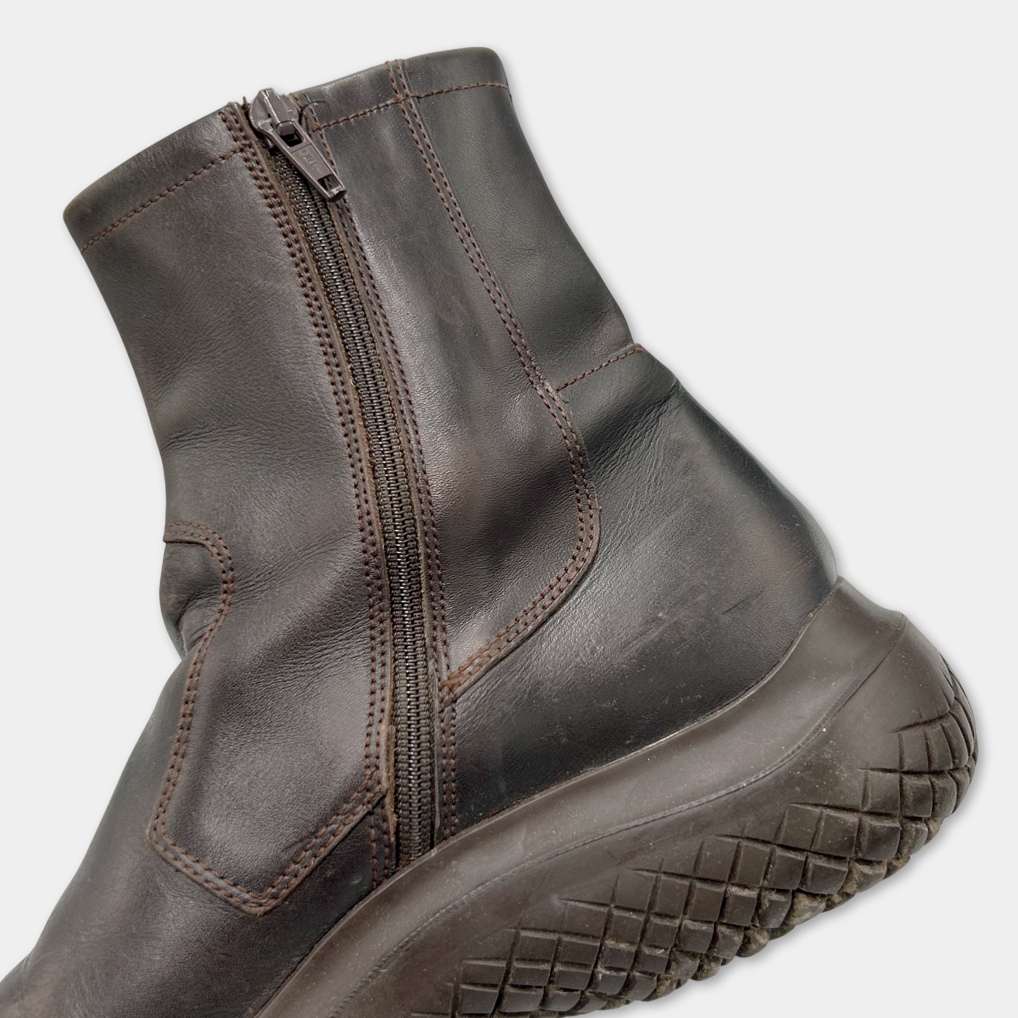 Prada Brown FW98 Brown Leather Vibram Ankle Boots