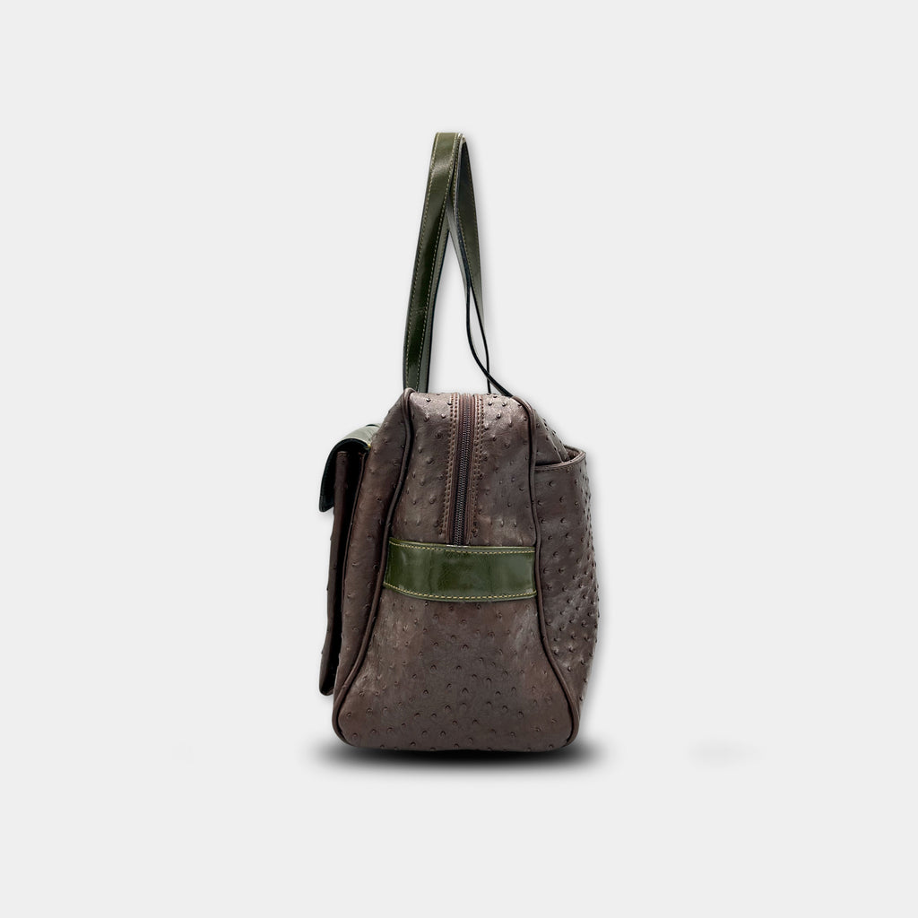 Prada SS2000 Ostrich and Patent Leather Twin-Pocket Tote