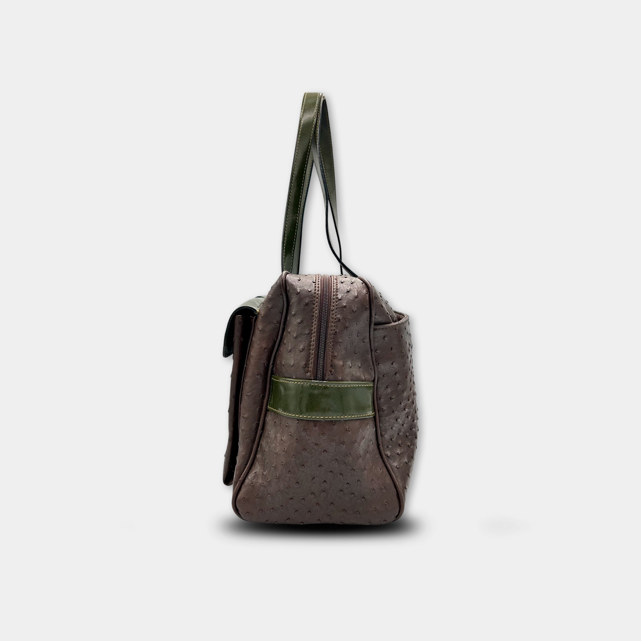 Prada SS2000 Ostrich and Patent Leather Twin-Pocket Tote