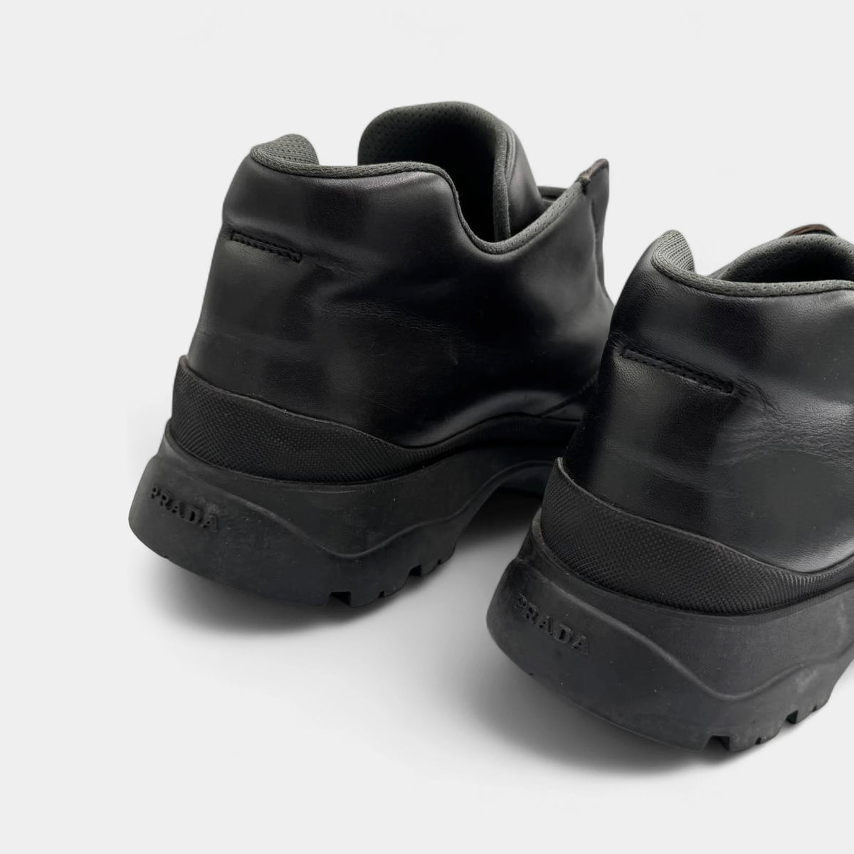 Prada 2000's Black Leather Chunky Mountain Utility Derby Shoes