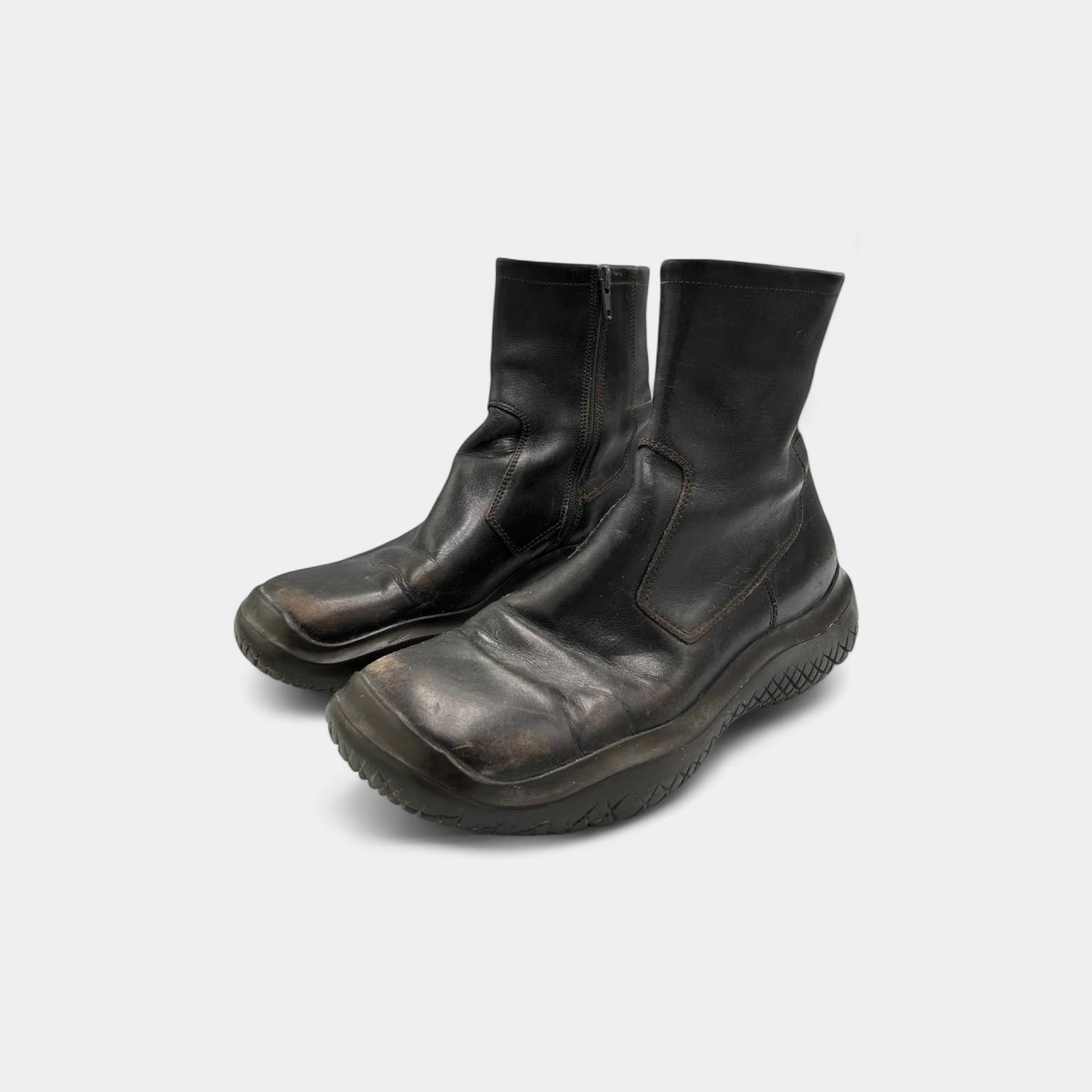 Prada Brown FW98 Brown Leather Vibram Ankle Boots