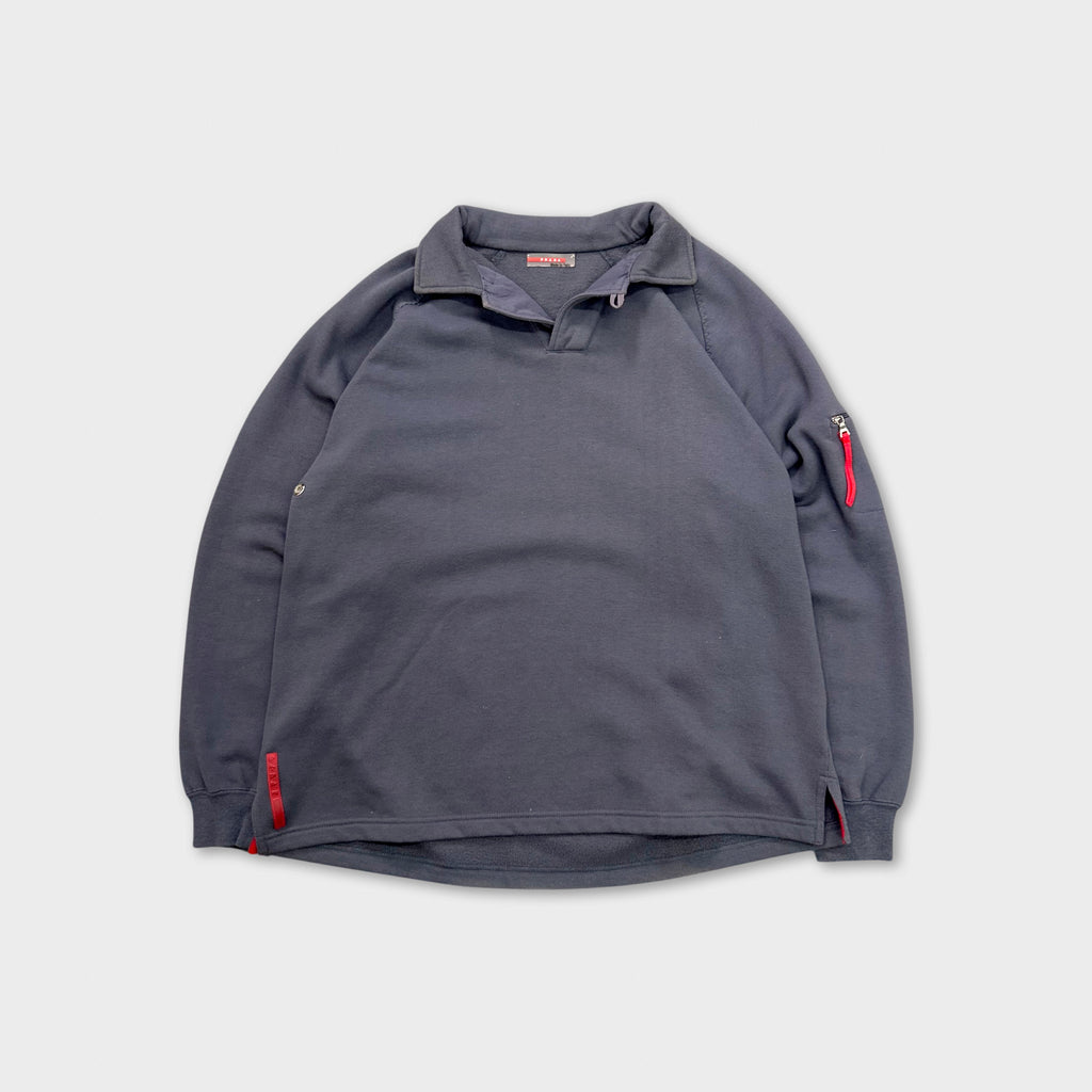 Prada Vintage Fleece Cargo Pocket Blue-Grey Polo Shirt