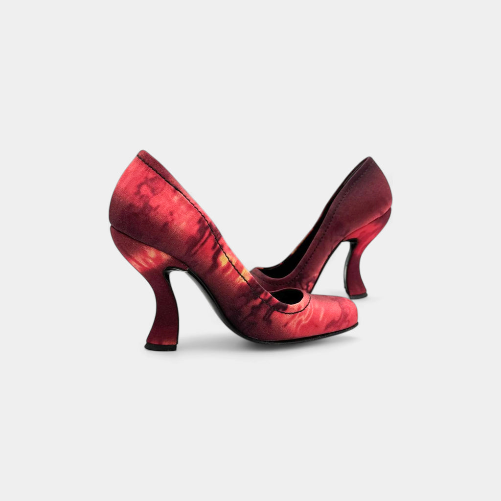 Prada SS04 Red Tie-Dye Silk Pumps