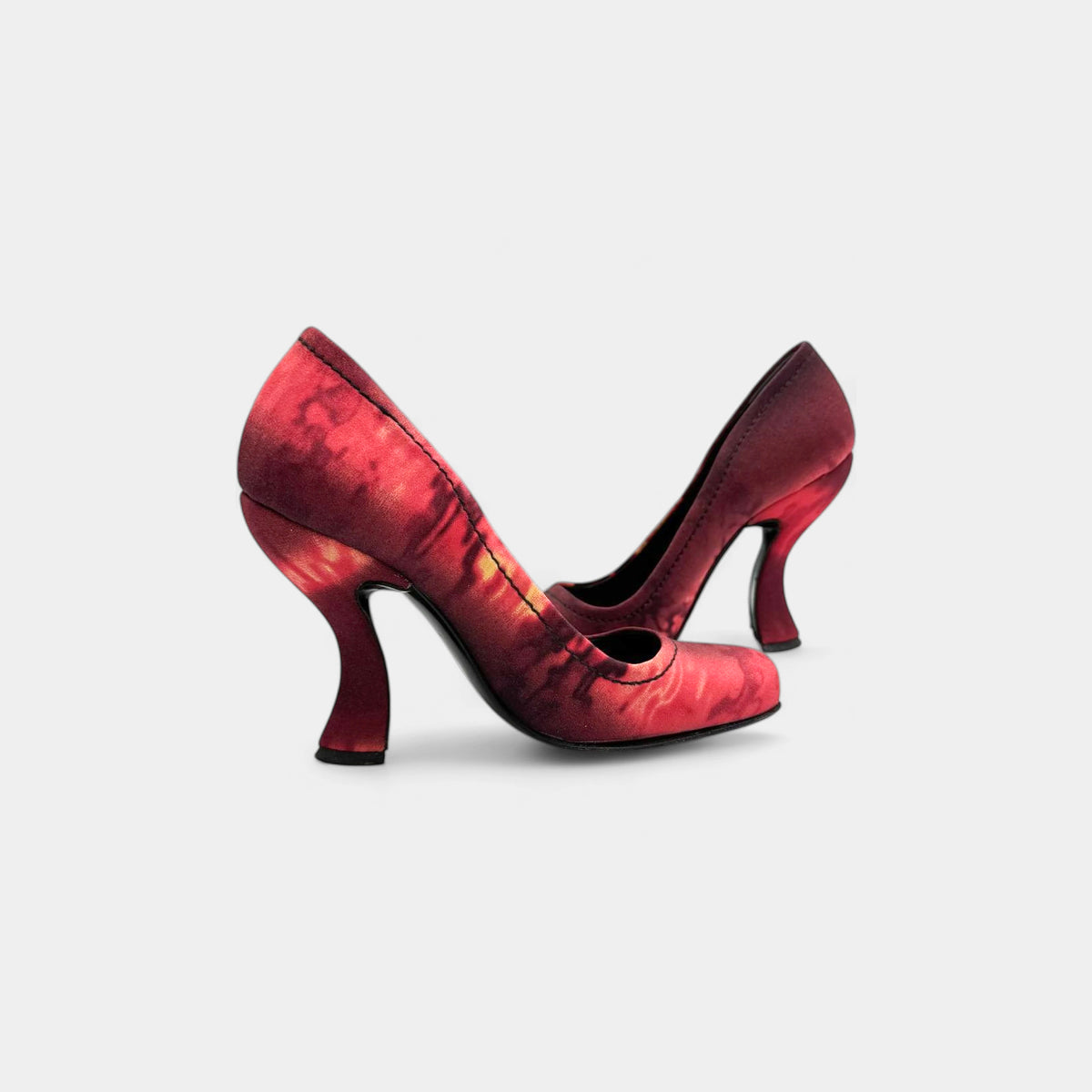 Prada SS04 Red Tie-Dye Silk Pumps