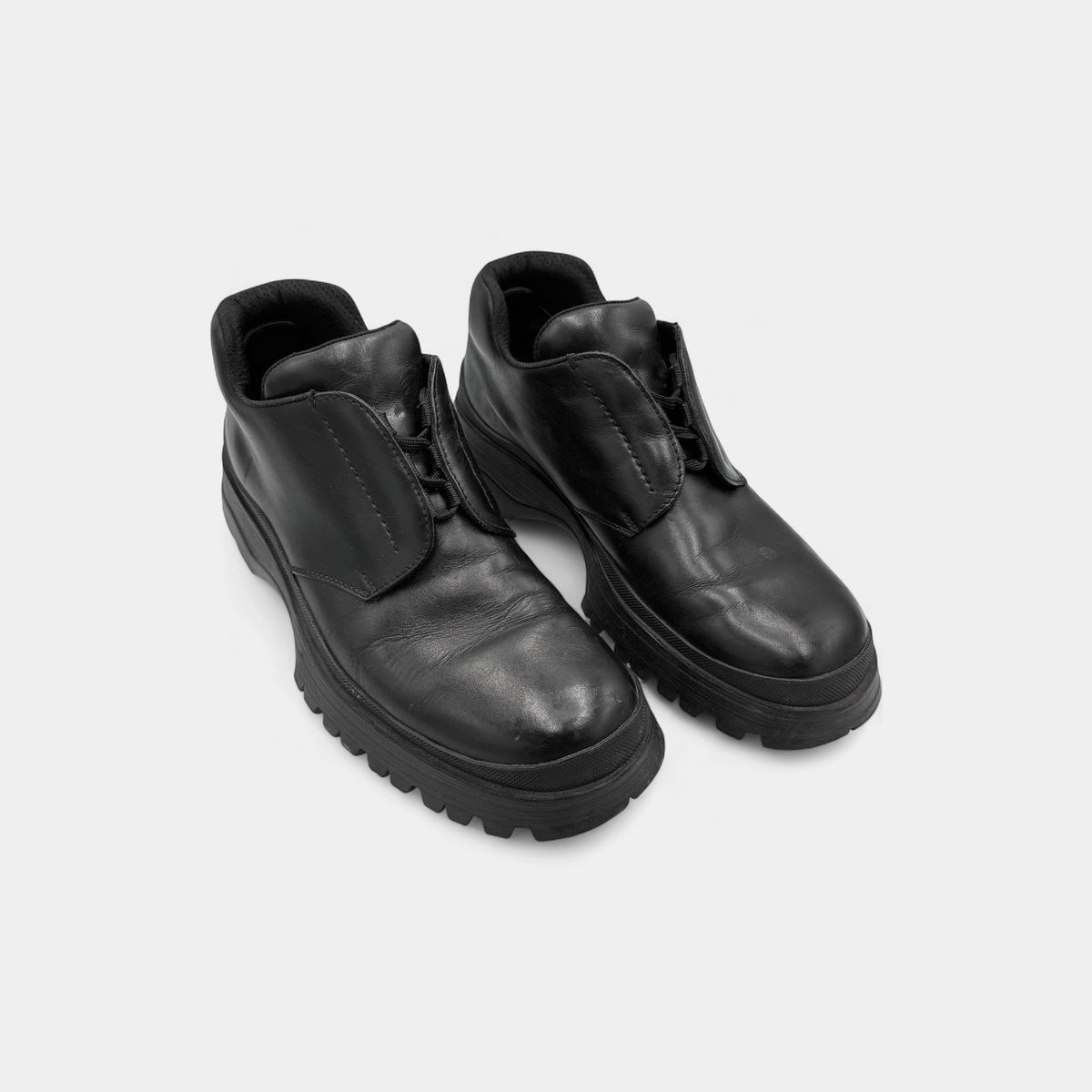Prada Vintage Leather Lug Sole Derby Sneakers